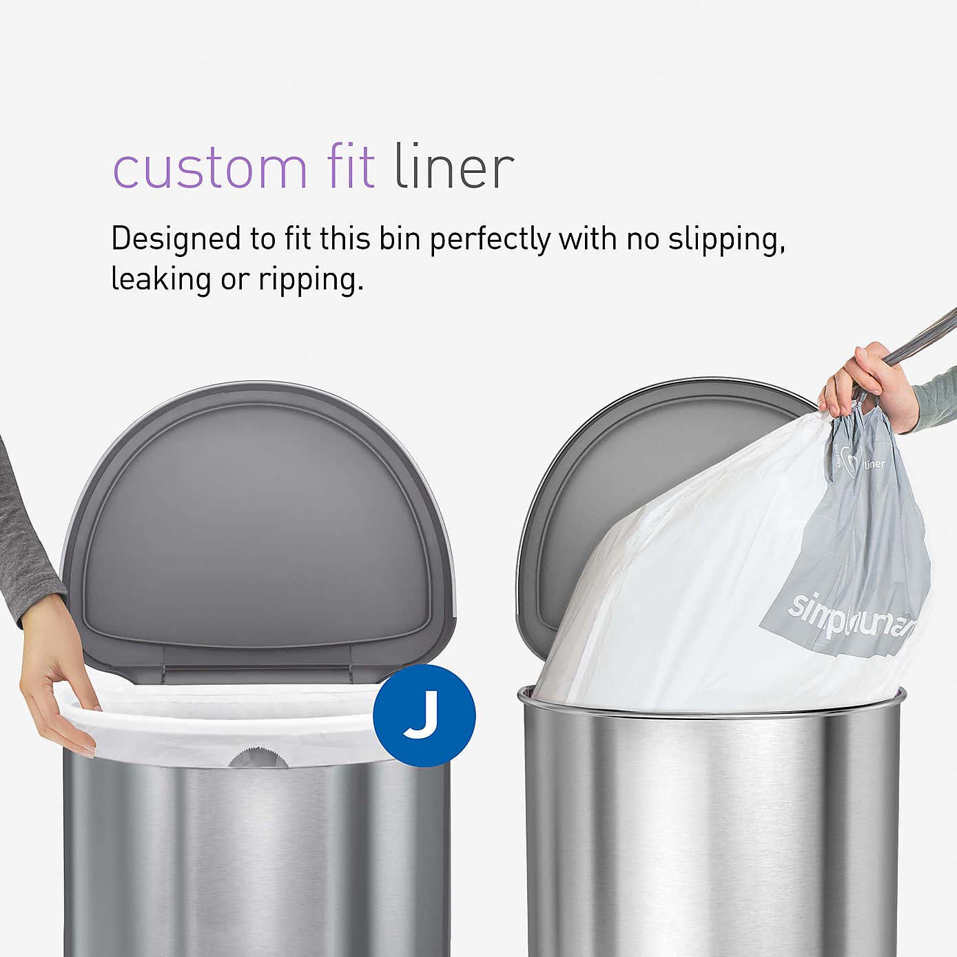 simplehuman Fingerprint Proof 45 Litre Semi Round Pedal Bin