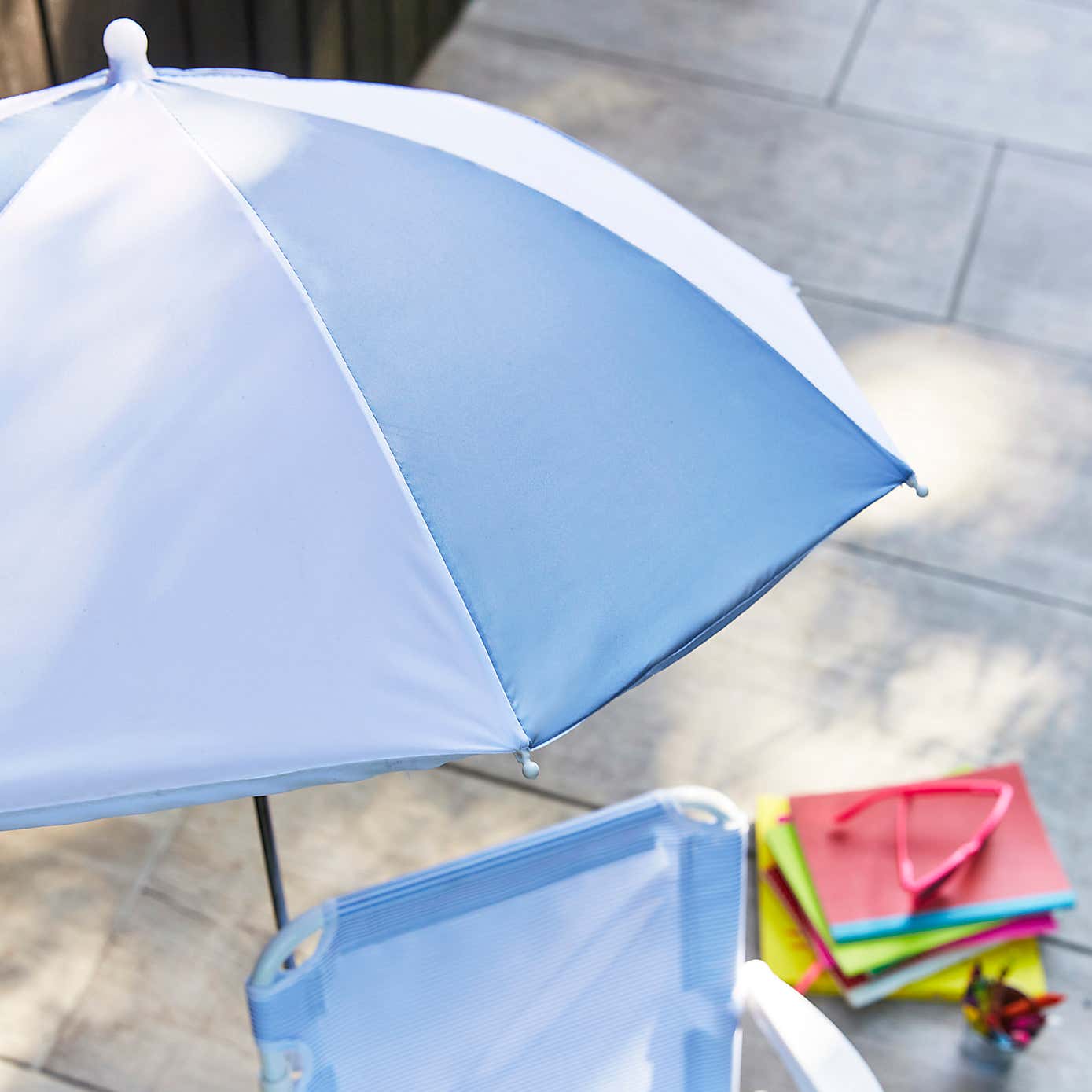 Childrens Chair with Parasol, Blue