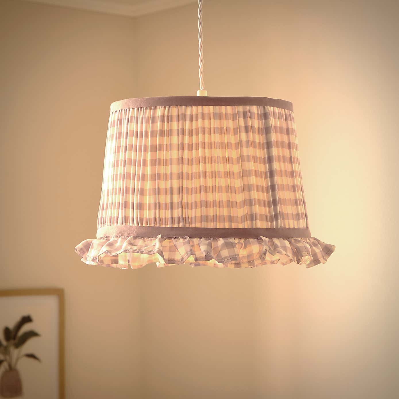 Carys Frilled Gingham Drum Lamp Shade