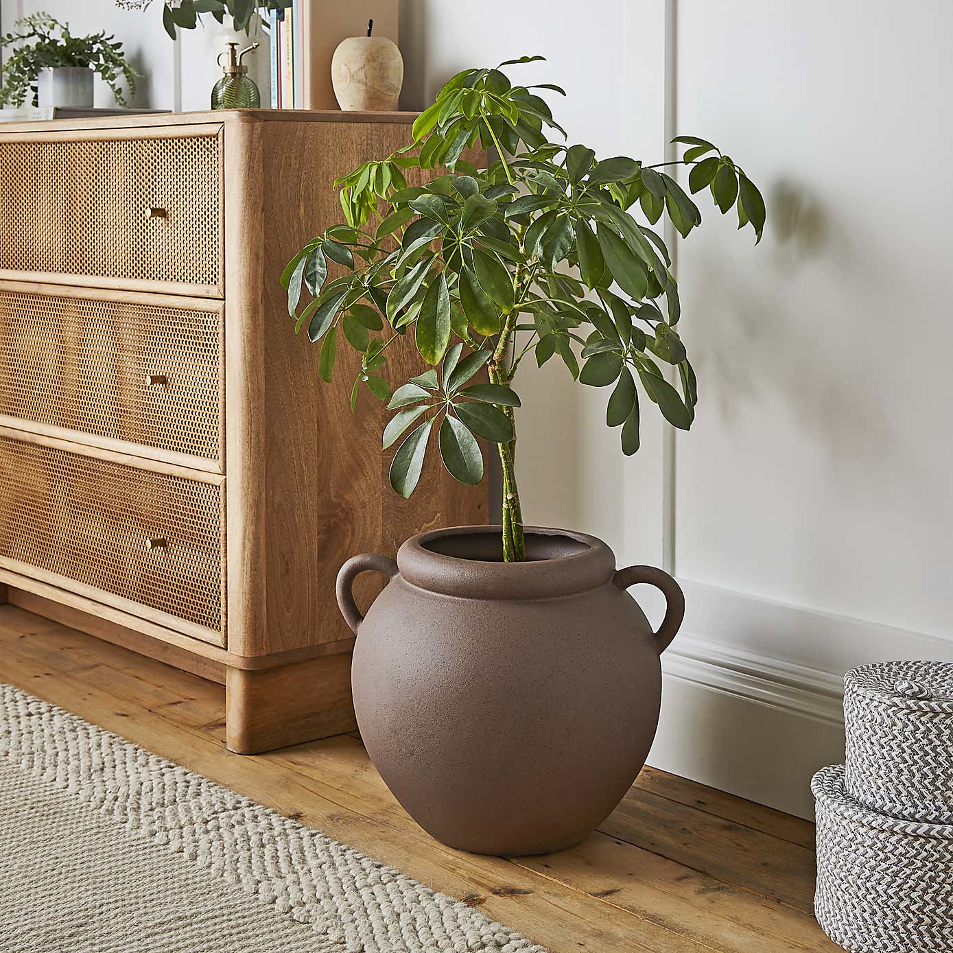 Wide Stone Vase with Handles