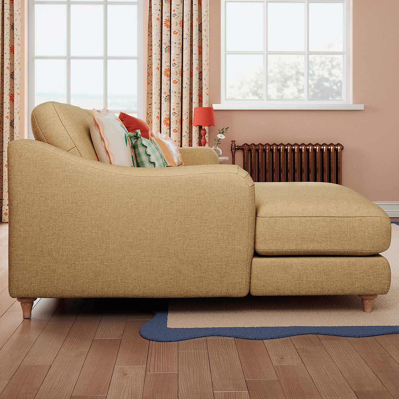 Hattie Slub Faux Linen Corner Chaise