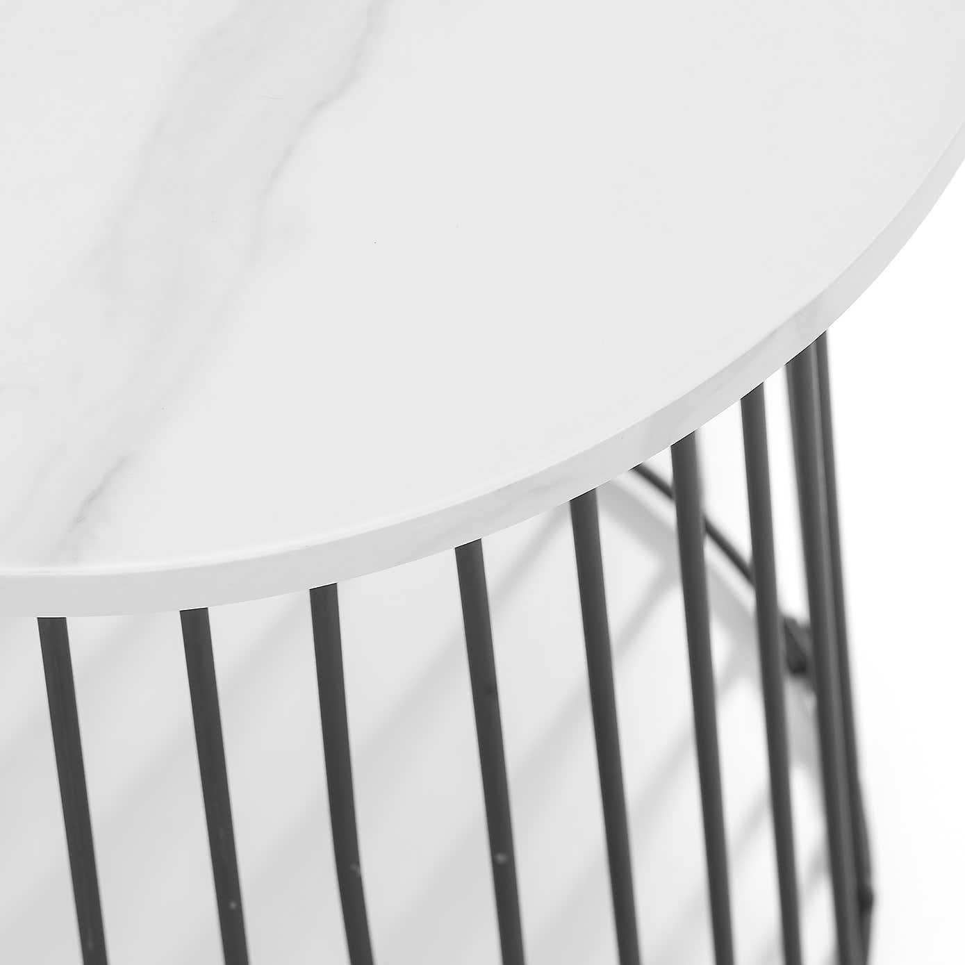 Broadway Round White Marble Lamp Table