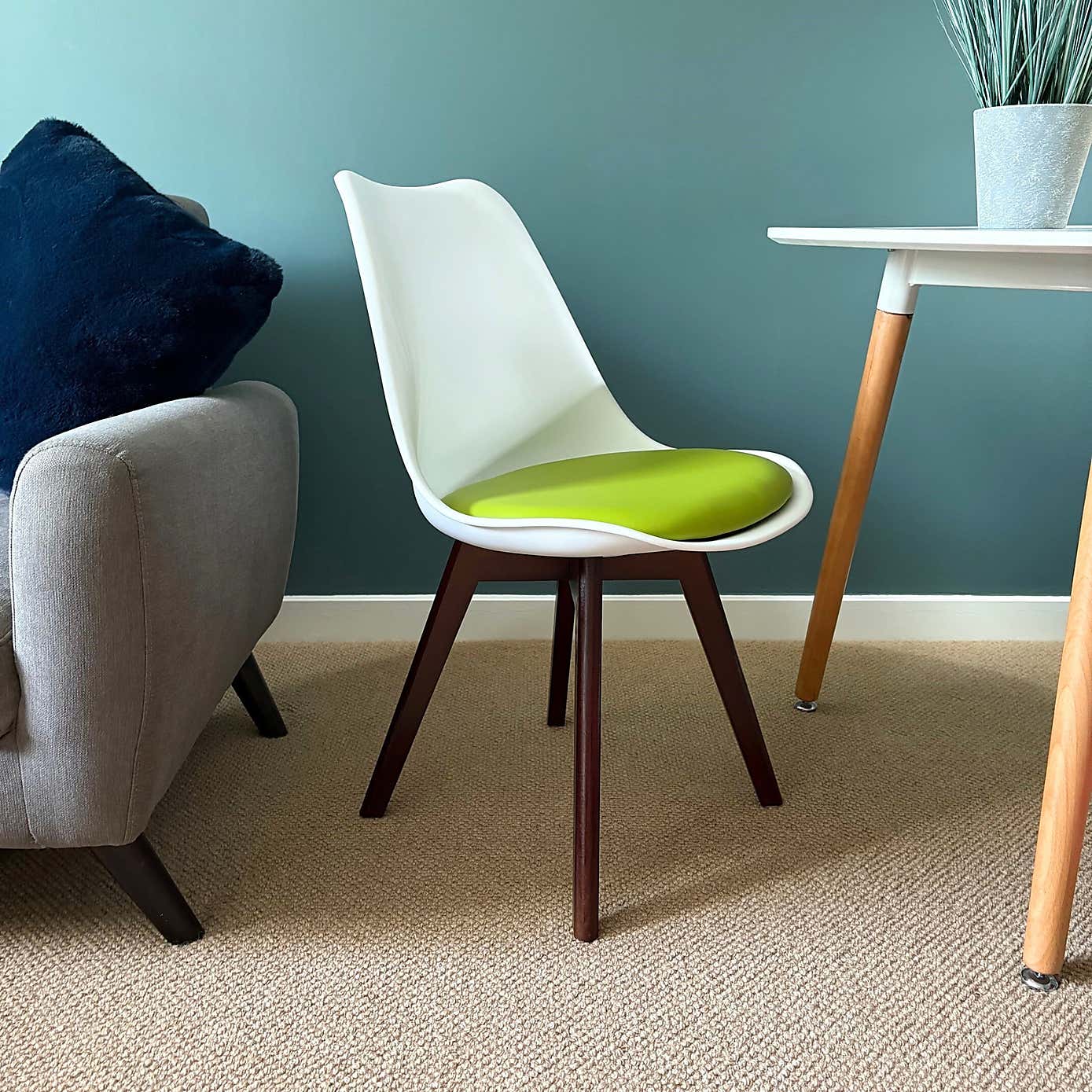 Fusion Living Soho White Plastic Dining Chair with Squared Legs