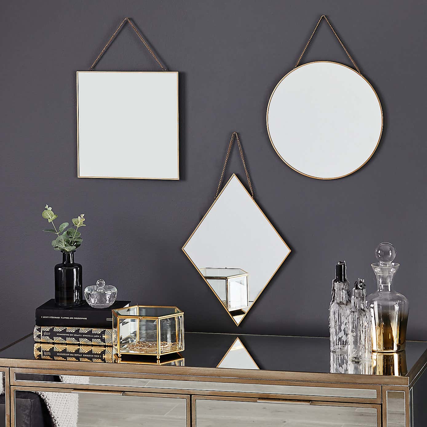 Round Hanging Chain Wall Mirror