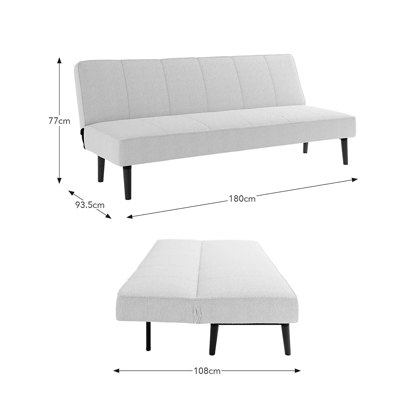 Niko Boucle 3 Seater Clic Clac Sofa Bed