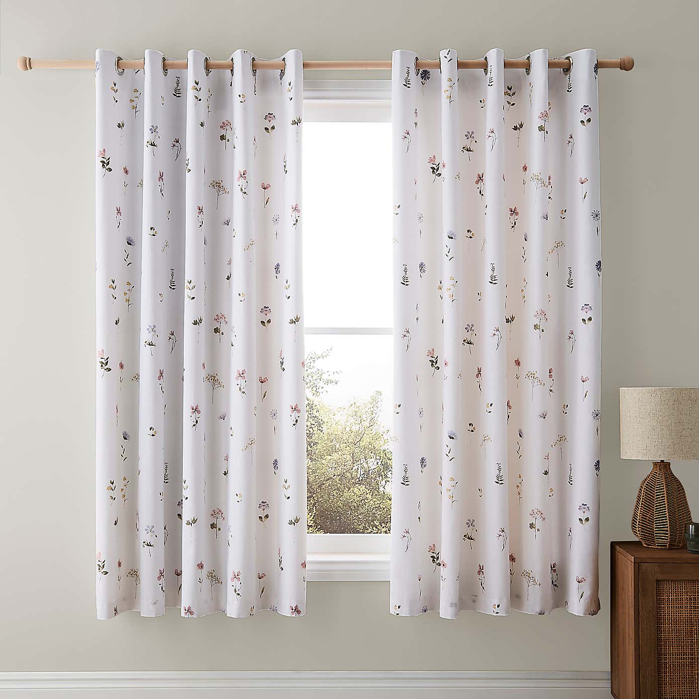 Pressed Floral Blackout Eyelet Curtains