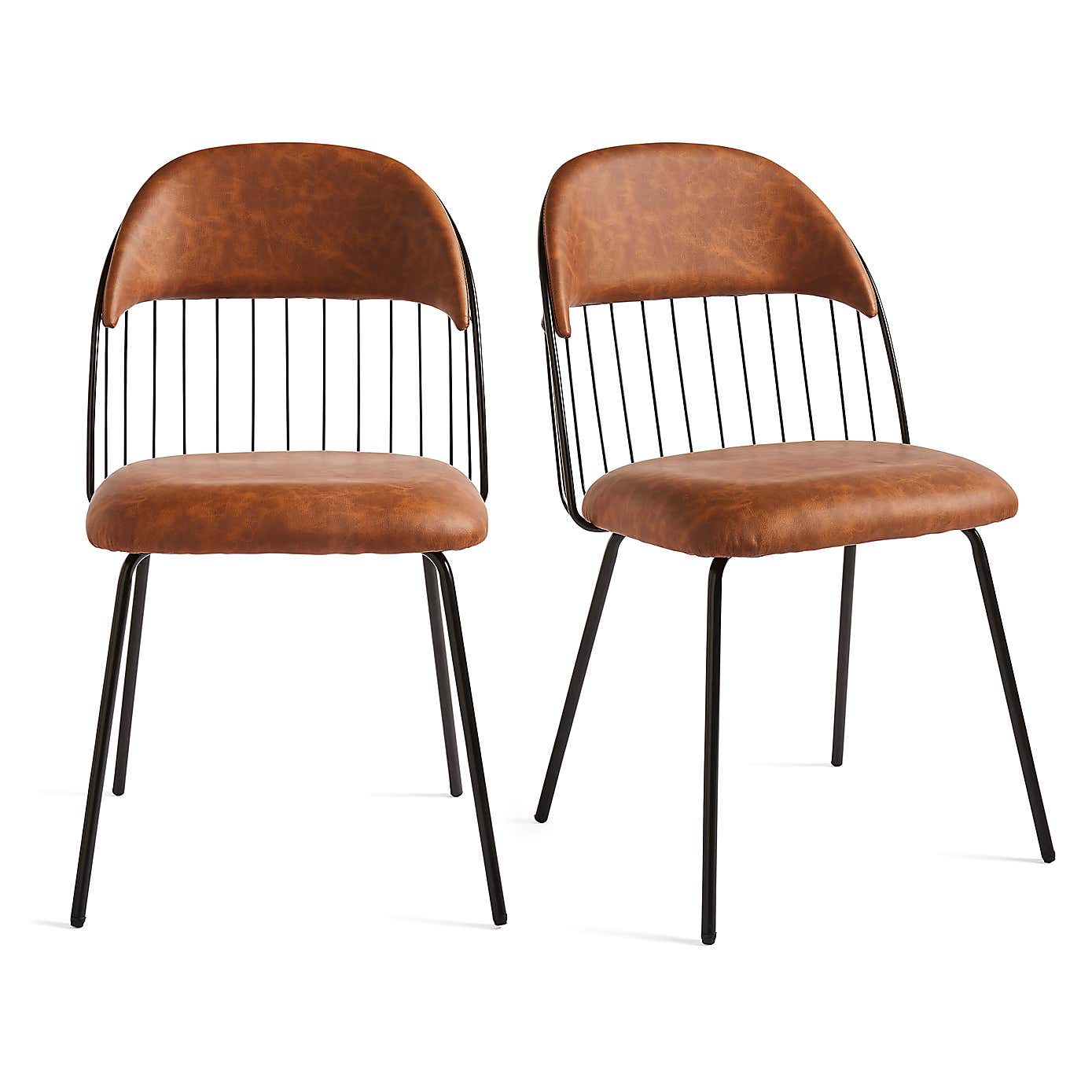 Marcela Set of 2 Chairs, Tan Faux Leather