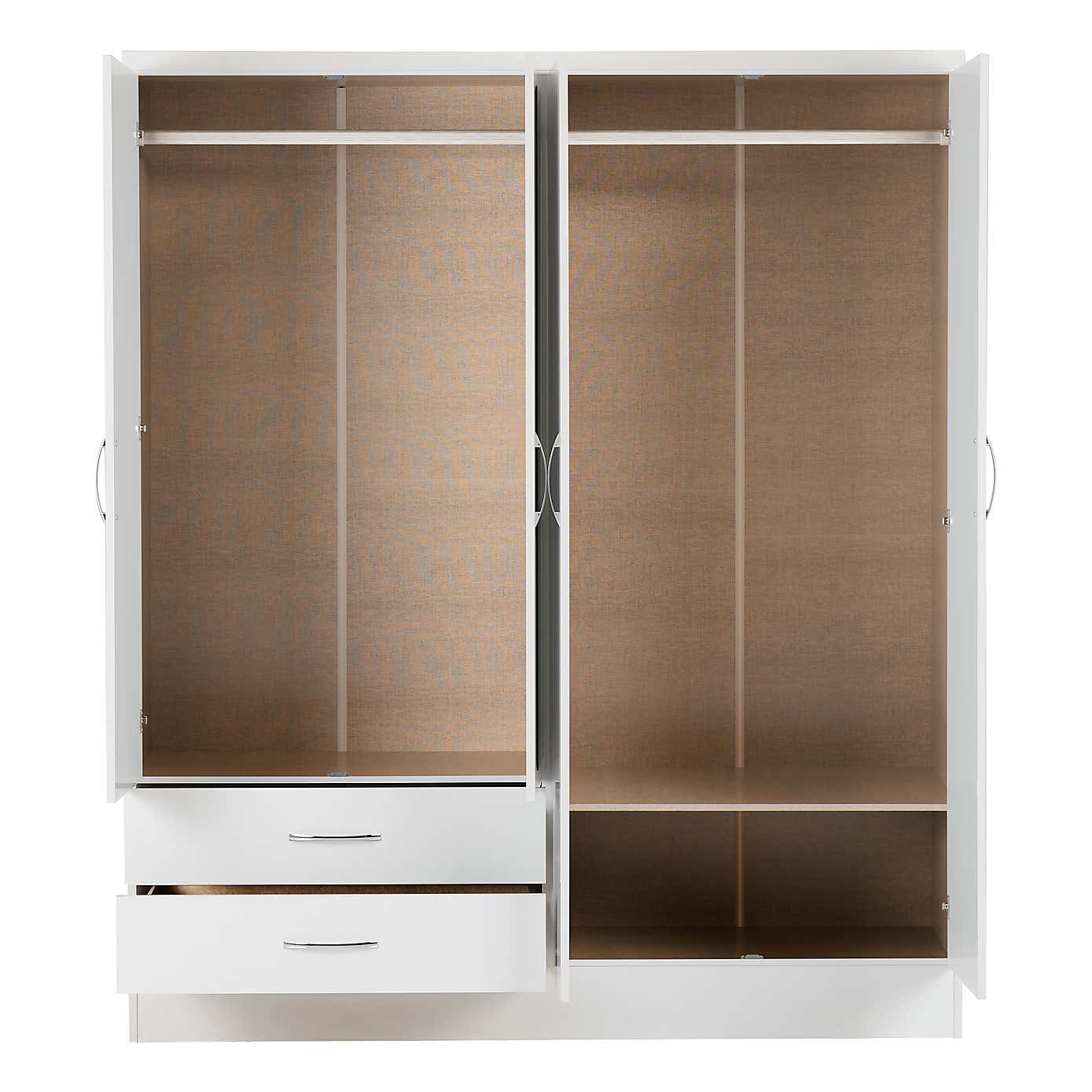 Nevada White 4 Door Wardrobe