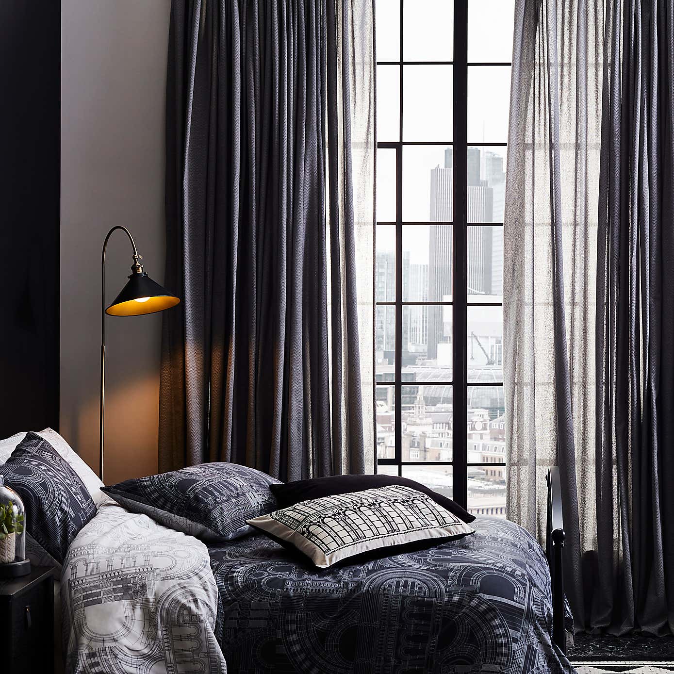 NHM Waterhouse Charcoal Duvet Cover and Pillowcase Set