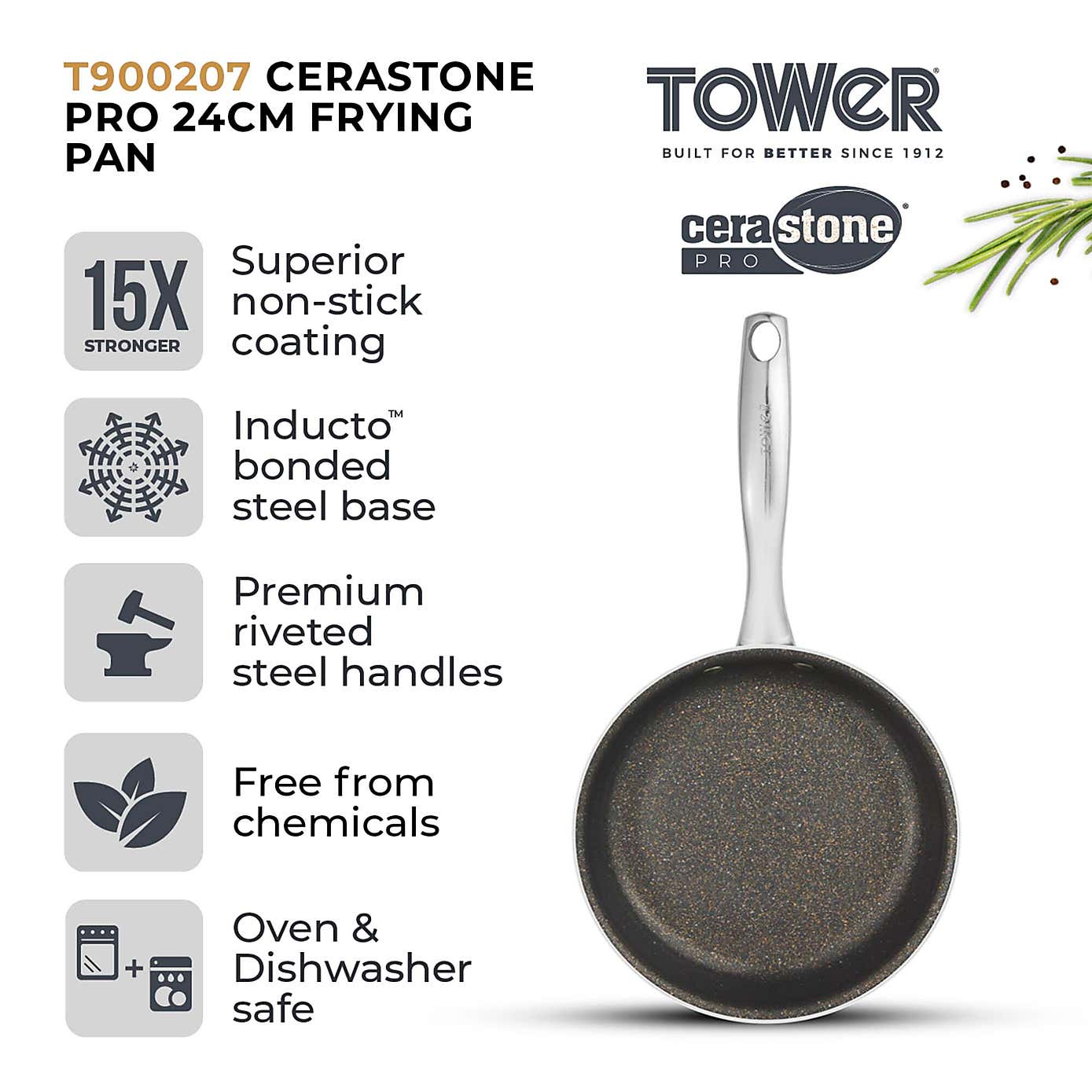 Tower Cerastone 18cm Pan with Lid