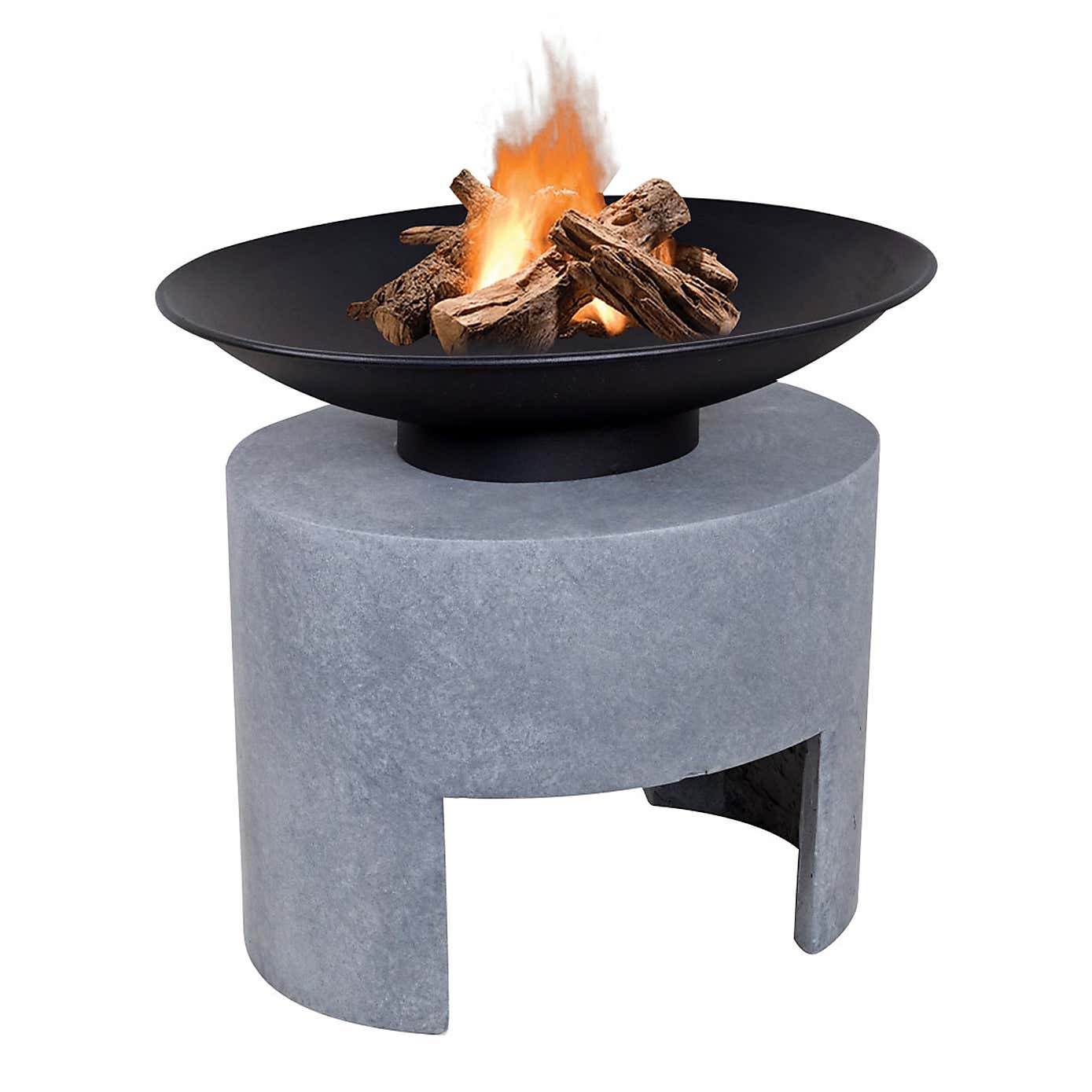 Oval Console Cement Fire Bowl