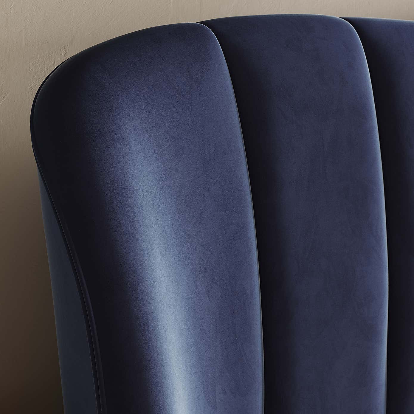 Curve Pleated Velvet Bed