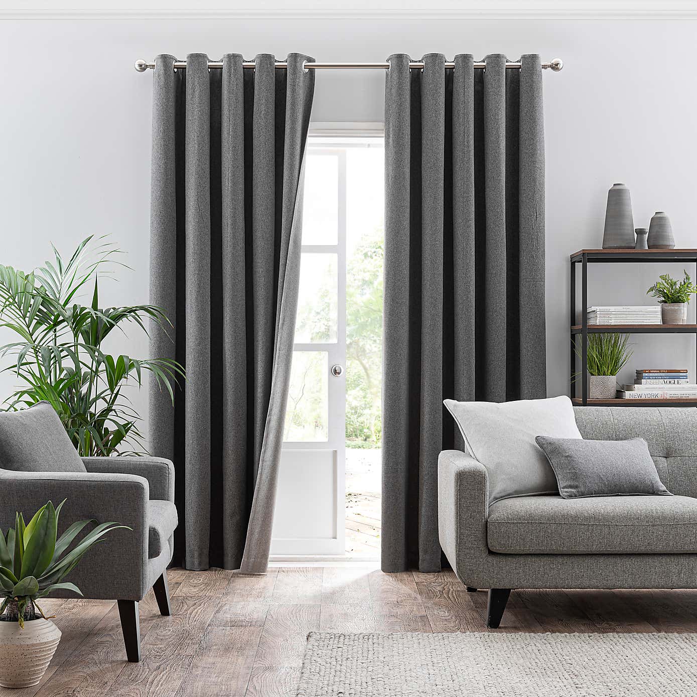 Luna Brushed Reversible Blackout Eyelet Curtains
