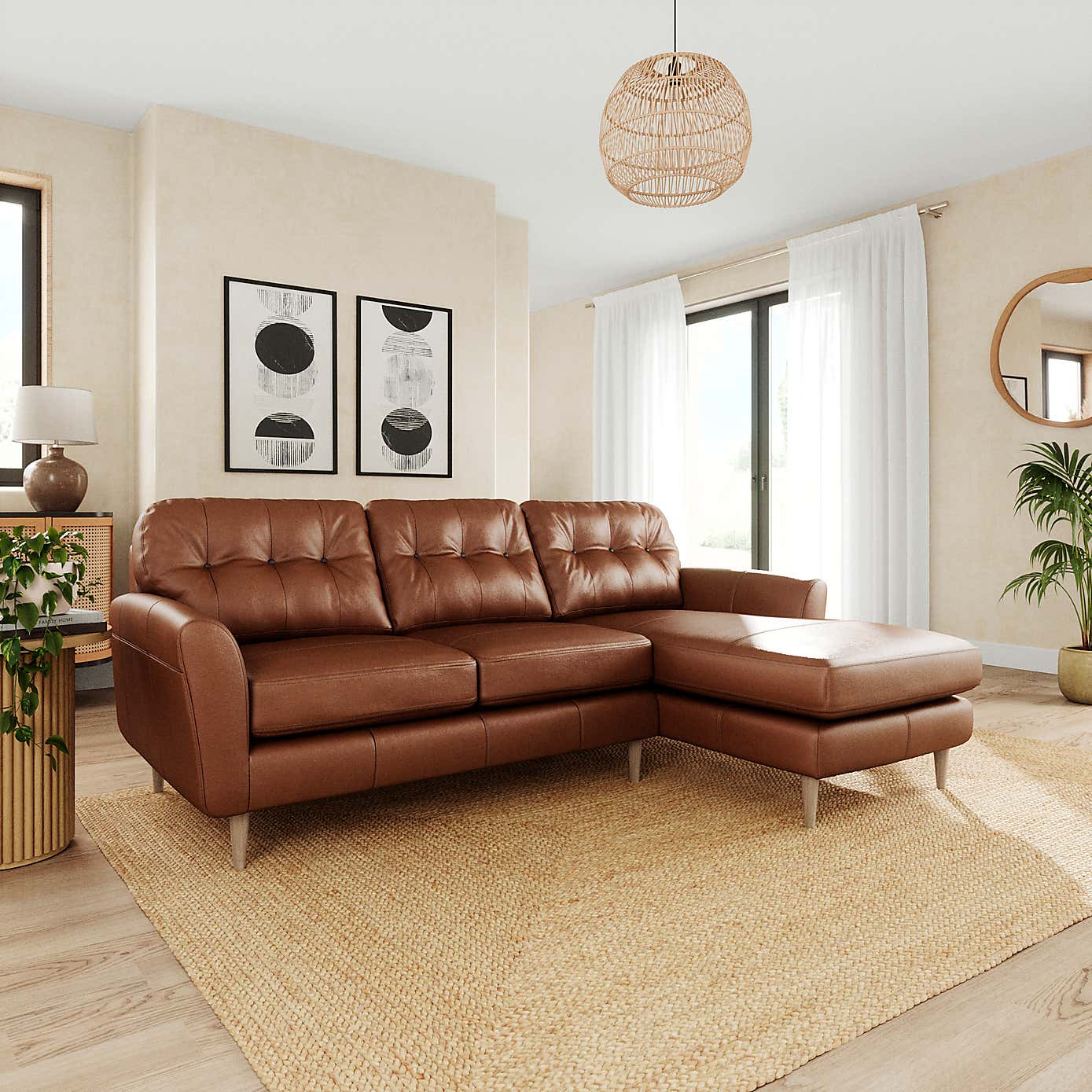 Sven Vintage Leather Large Corner Chaise Sofa