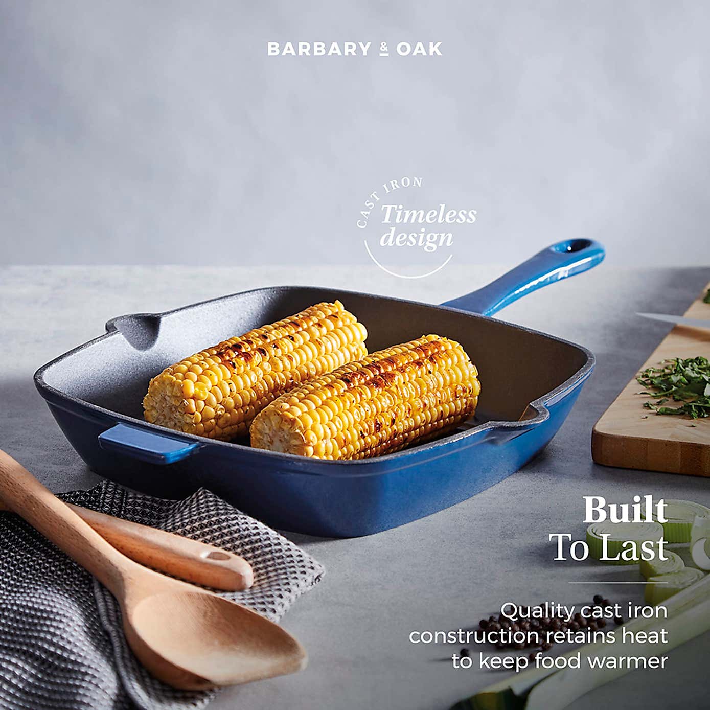 Barbary & Oak Cast Iron Grill Pan, 23cm