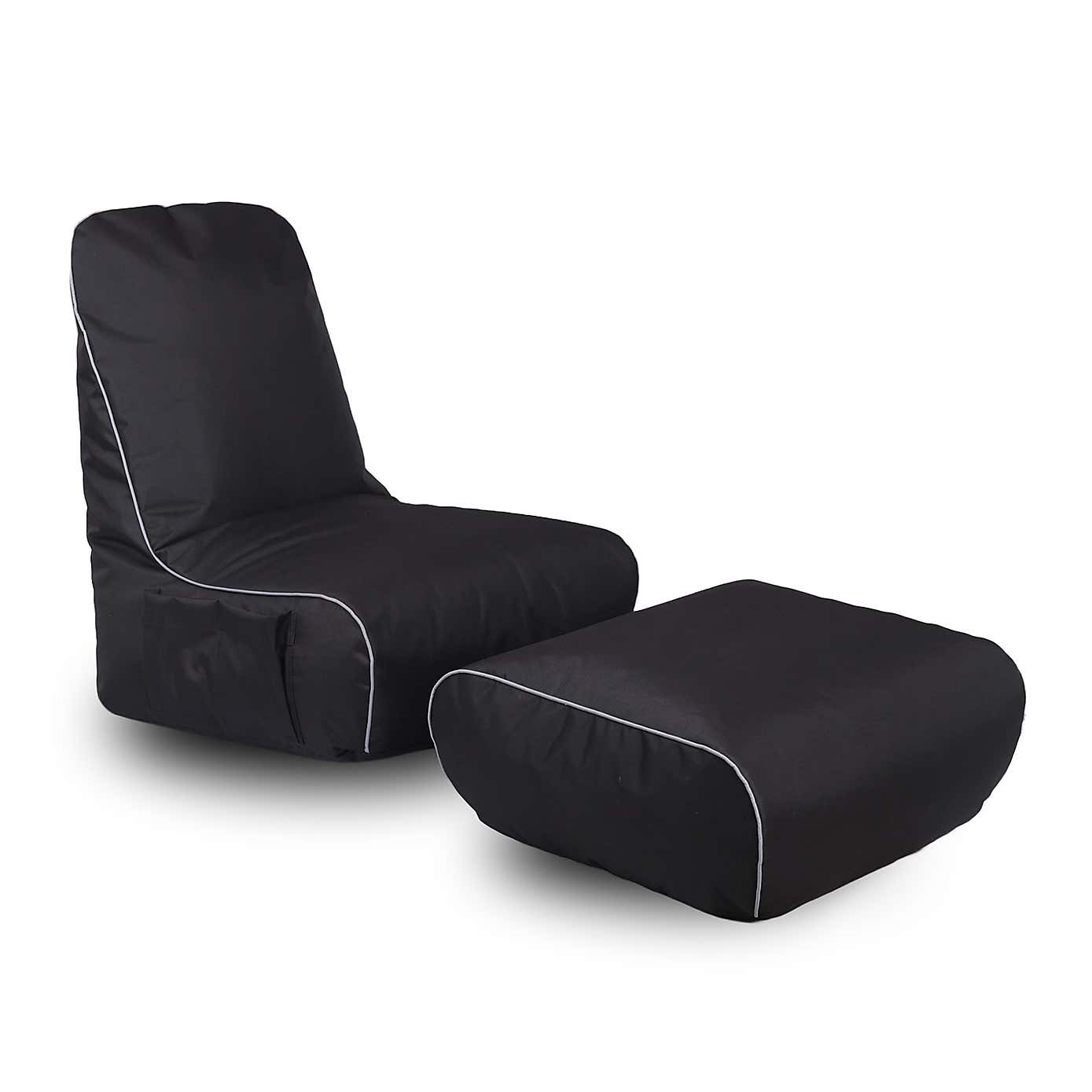 Kaikoo Black Gaming Chair & Foot Rest