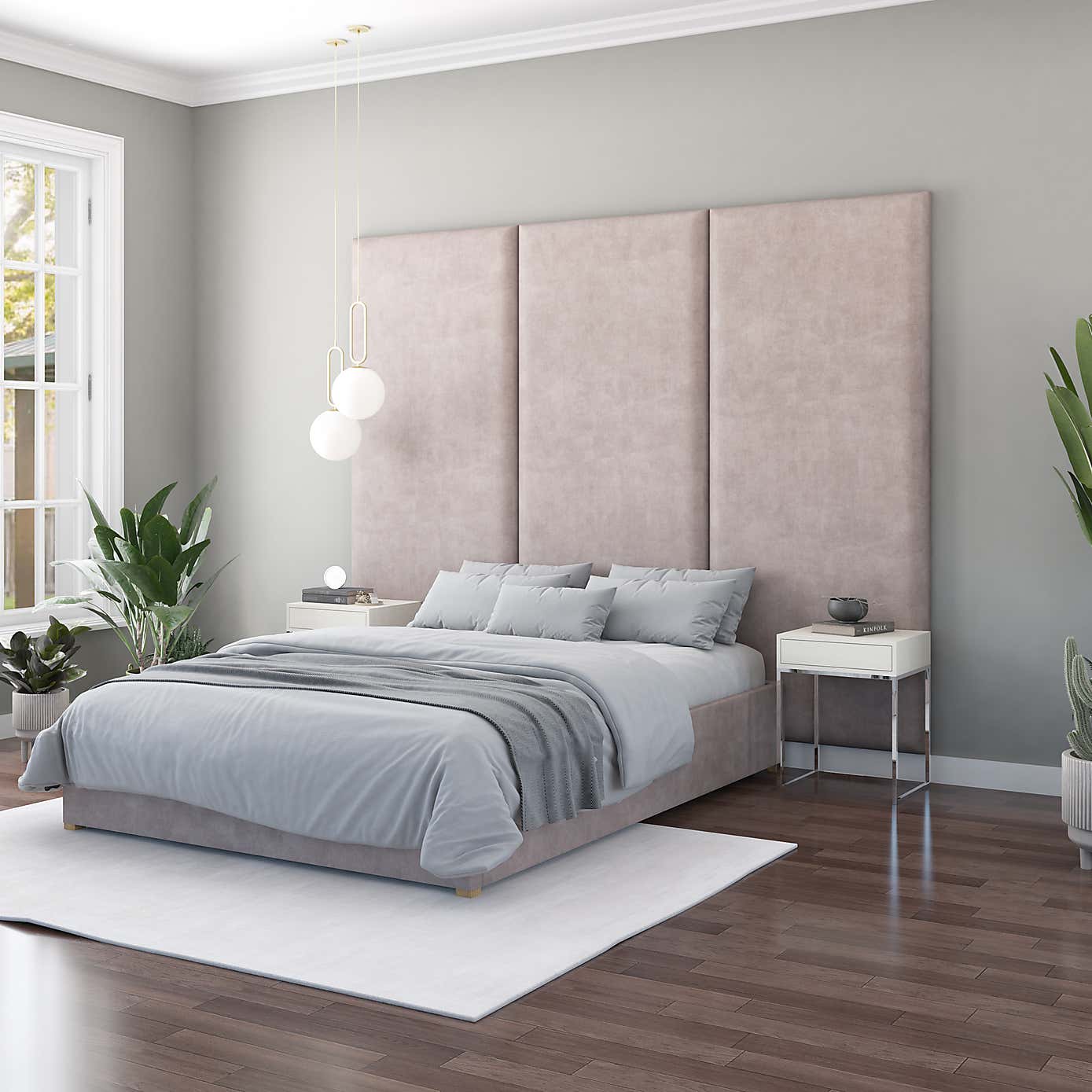 Hanging Wall Panel Dual Mount Plush Velvet Headboard