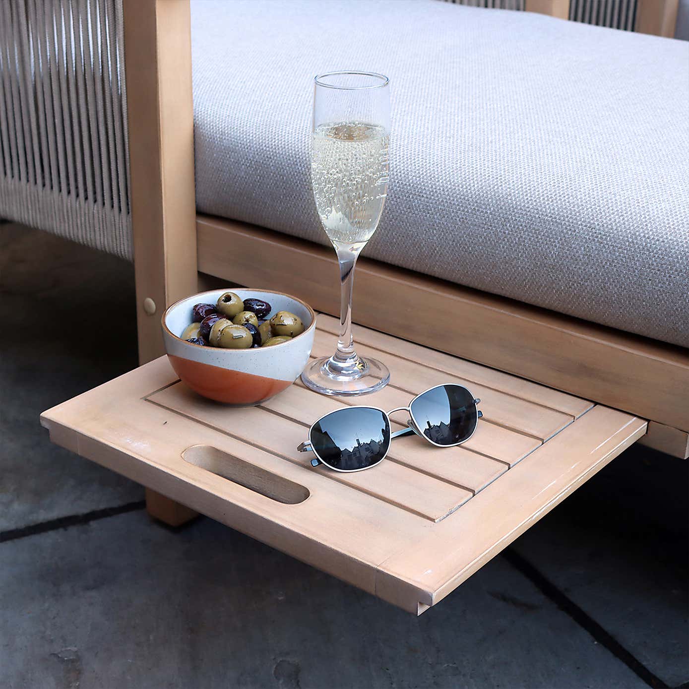 A.Mir Roma Sunlounger with Pull Out Side Table