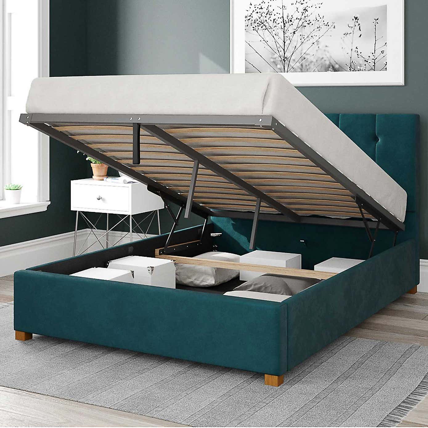 Hepburn Plush Velvet Ottoman Bed Frame
