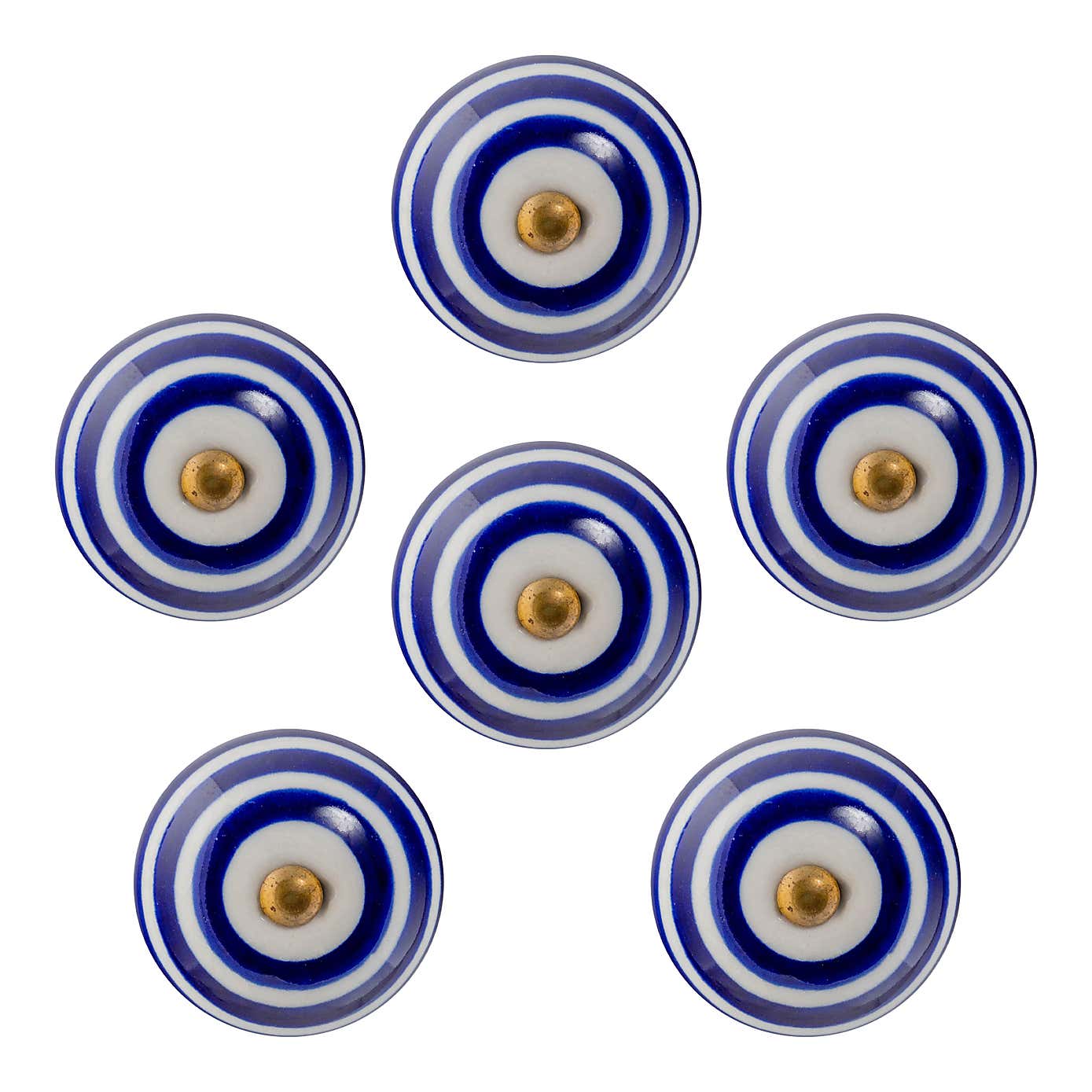 Pack of 6 Nicola Spring Striped Round Drawer Knobs