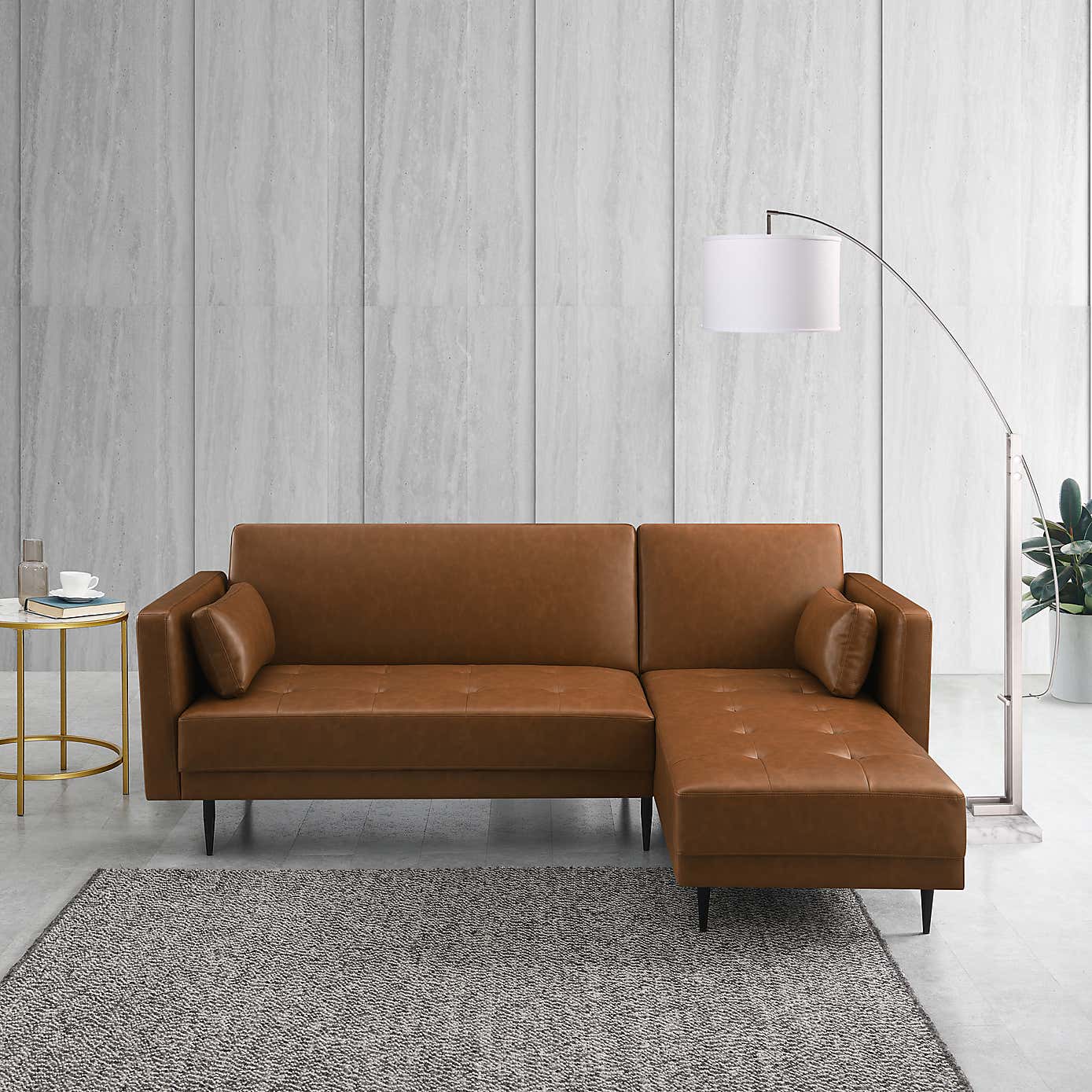 Selma Faux Leather Corner Double Sofa Bed