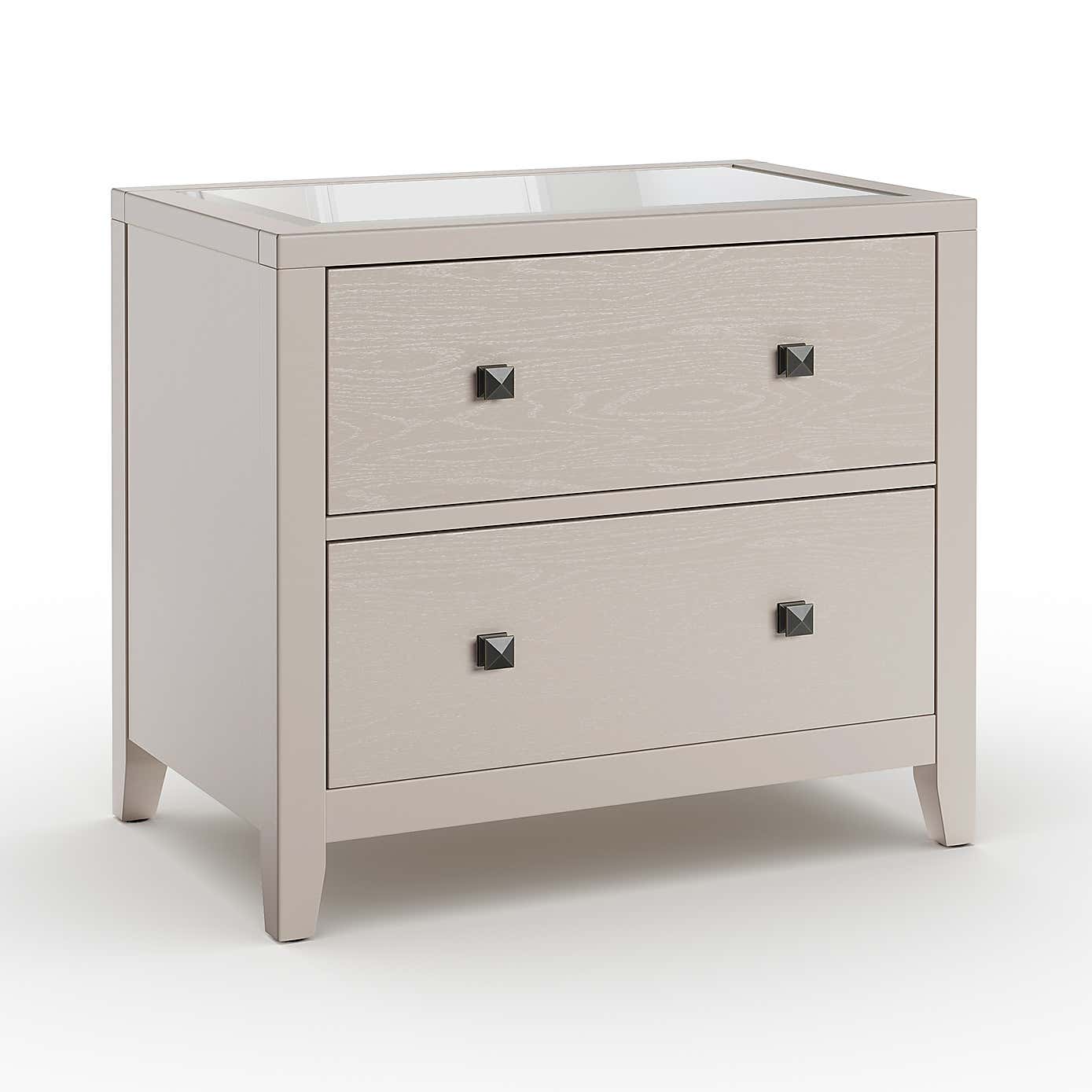 Malone Wide 2 Drawer Bedside Table, Natural