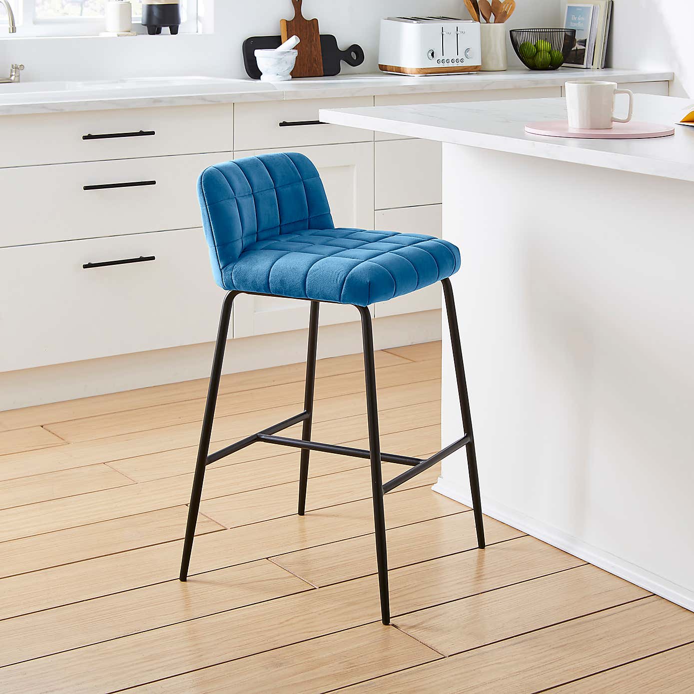 Caden Counter Height Bar Stool, Velvet