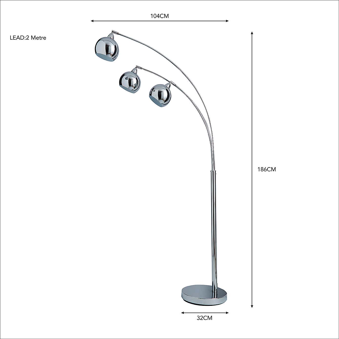 Herm 3 Arm Arc Floor Lamp