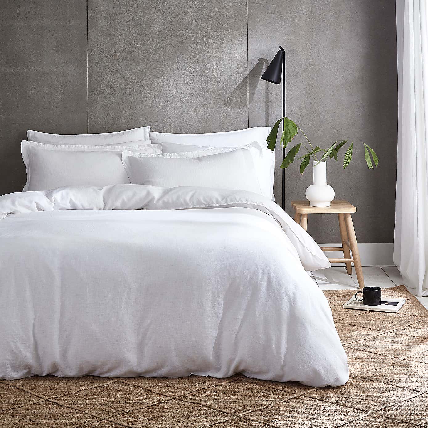 Cotton Linen White Duvet Cover & Pillowcase Set