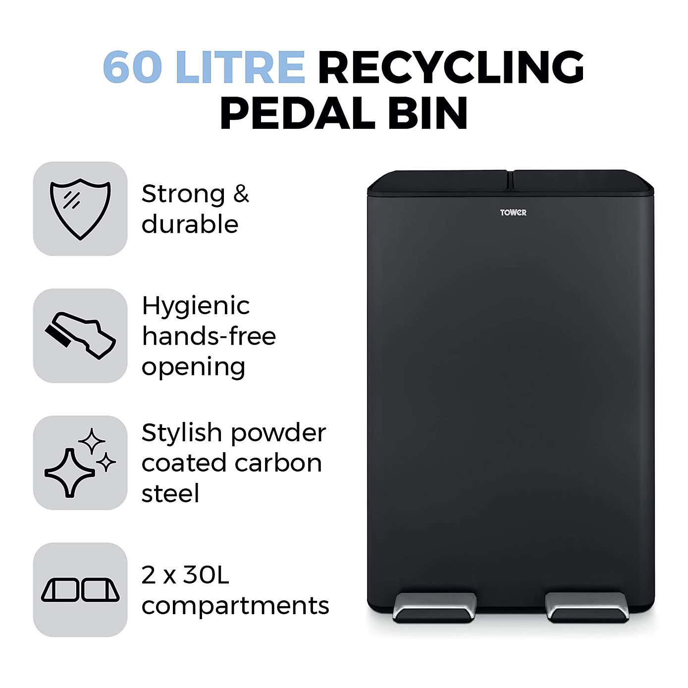 Tower 60L Recycling Pedal Bin