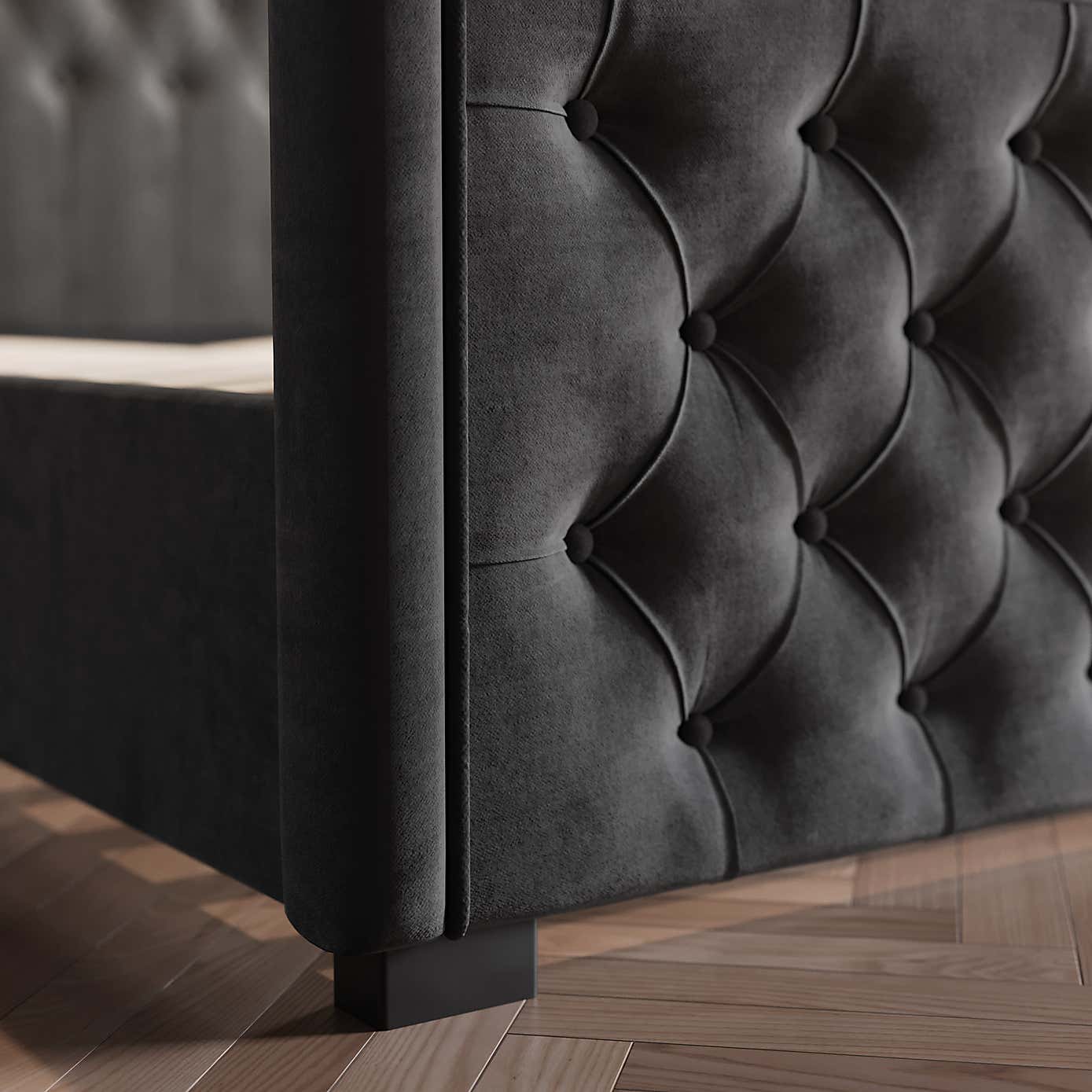 Elodie Buttoned Velvet Bed