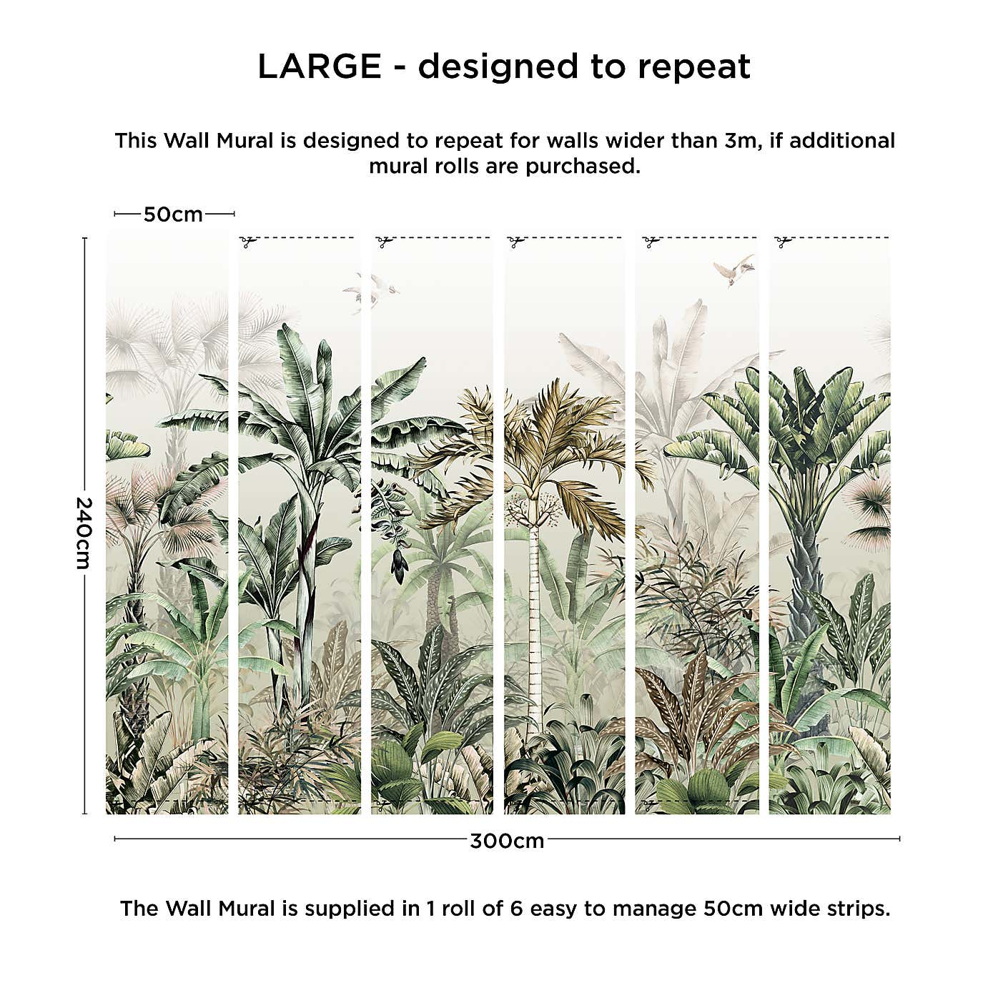 Tropical Oasis Sage Green Mural