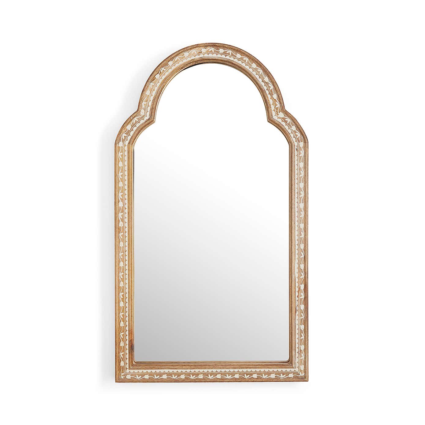 Hani Mango Wood Floral Arched Wall Mirror