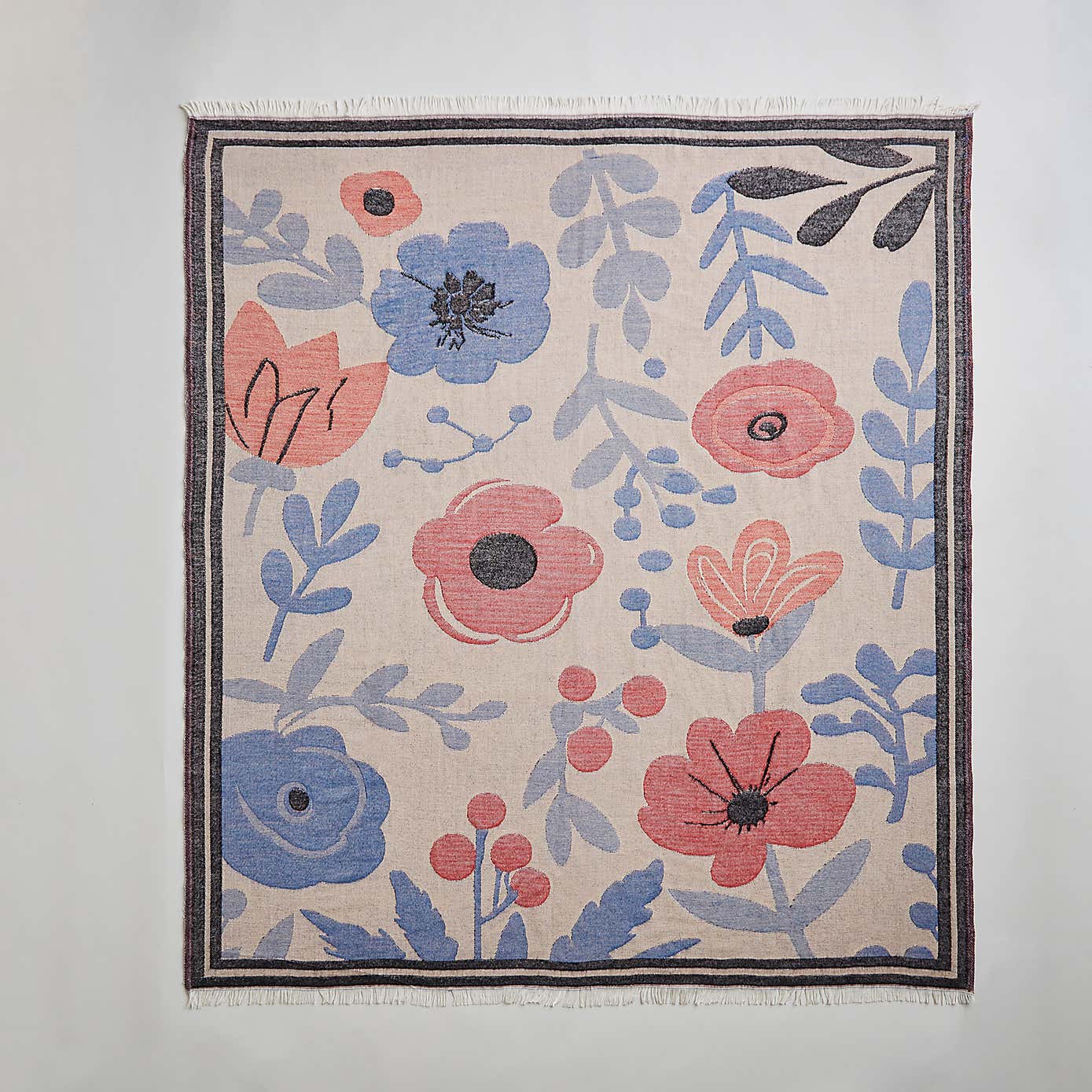 Stylised Floral Jacquard Woven Throw 155x170