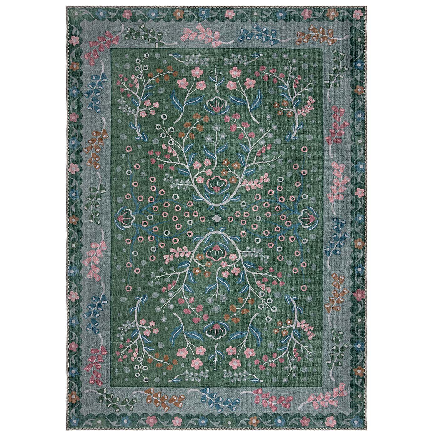 PractiRug Sabrina Floral Washable Rug