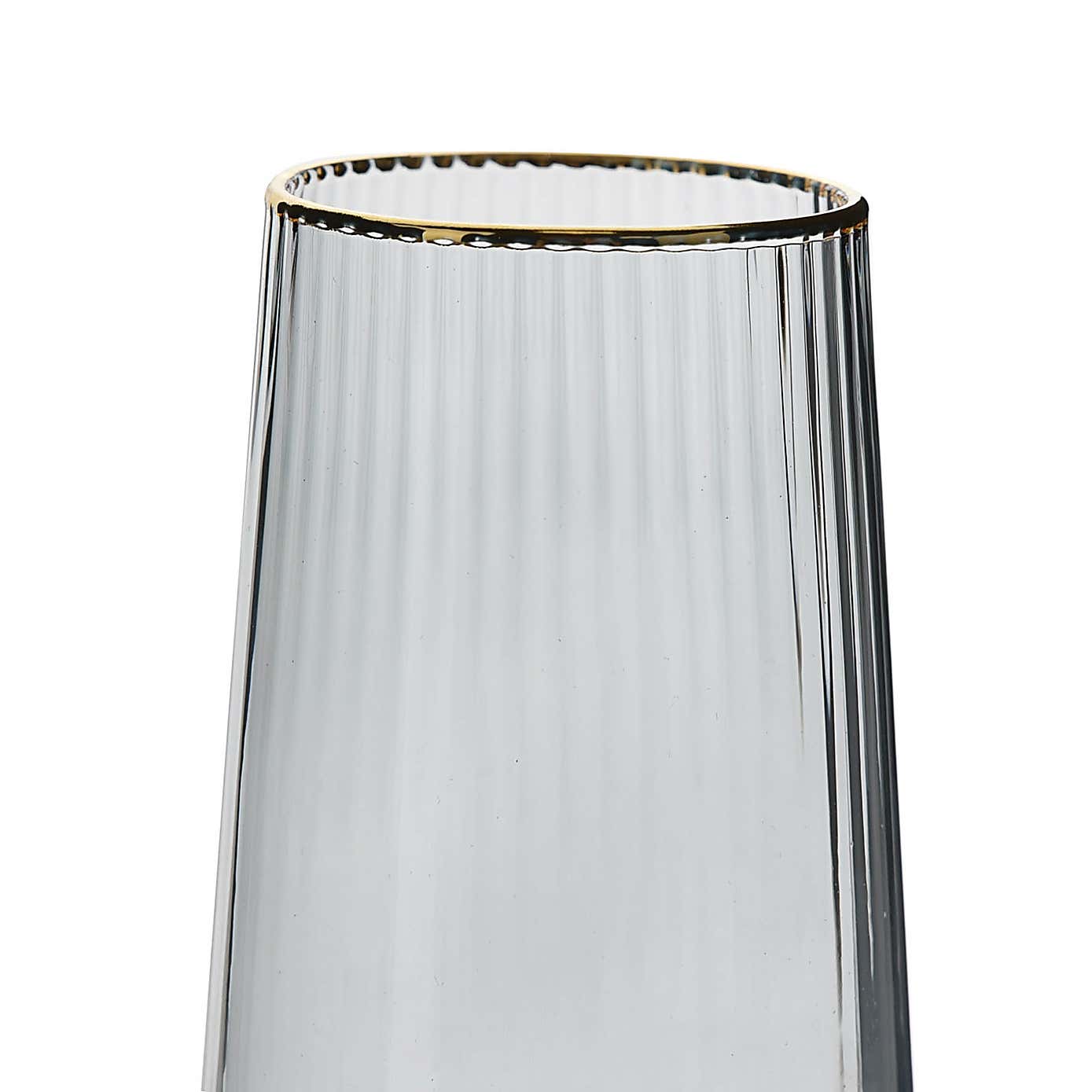 Hestia Set of 2 Glass Champagne Flutes with Gold Rim