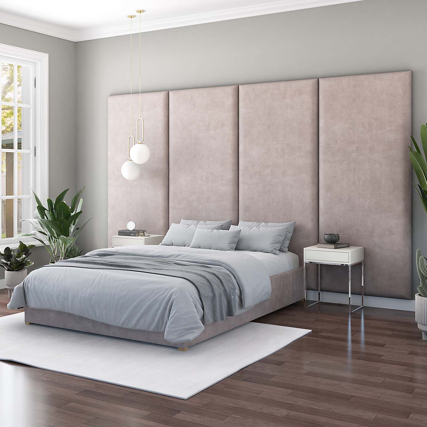 Hanging Wall Panel Dual Mount Plush Velvet Headboard