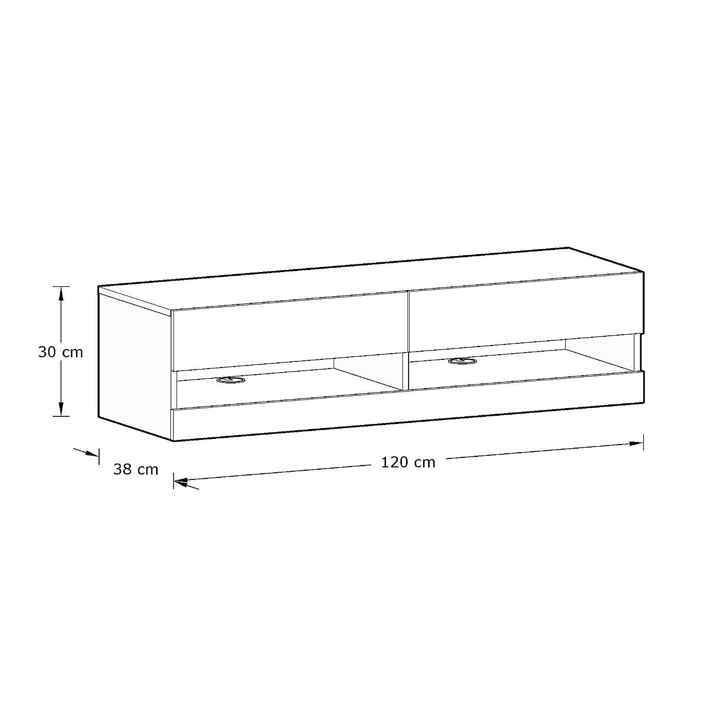 Delta 120cm Wall TV Unit with LEDs for TVs up to 55"