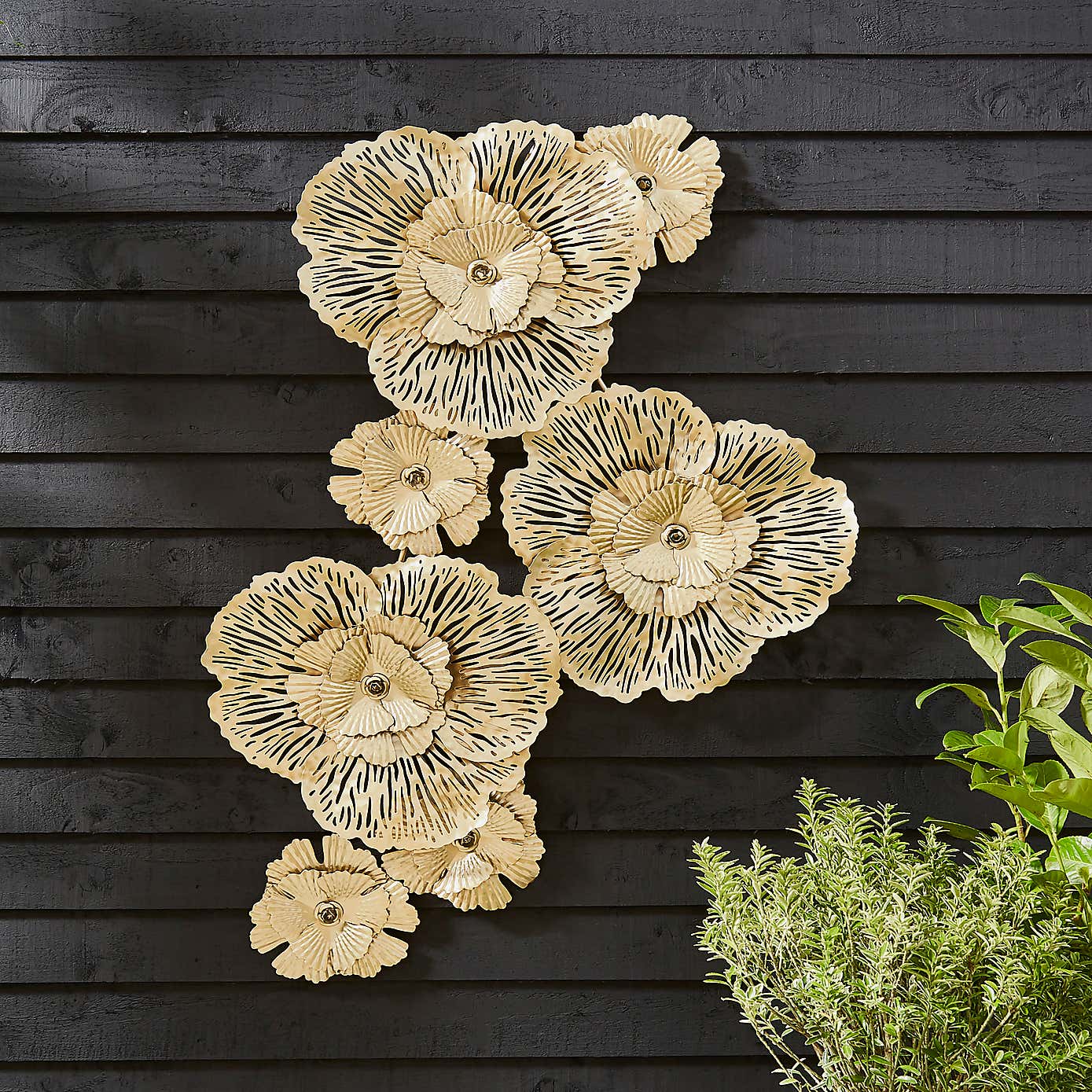 Luxe Floral Gold Indoor Outdoor Metal Wall Art