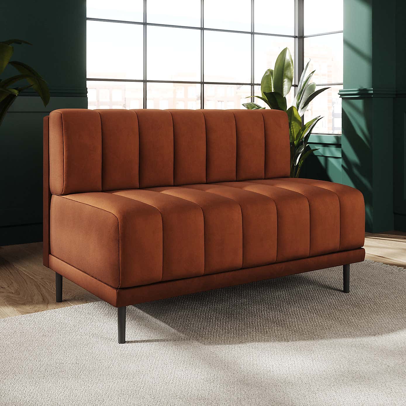 Amali Long Dining Bench, Matte Plush Velvet