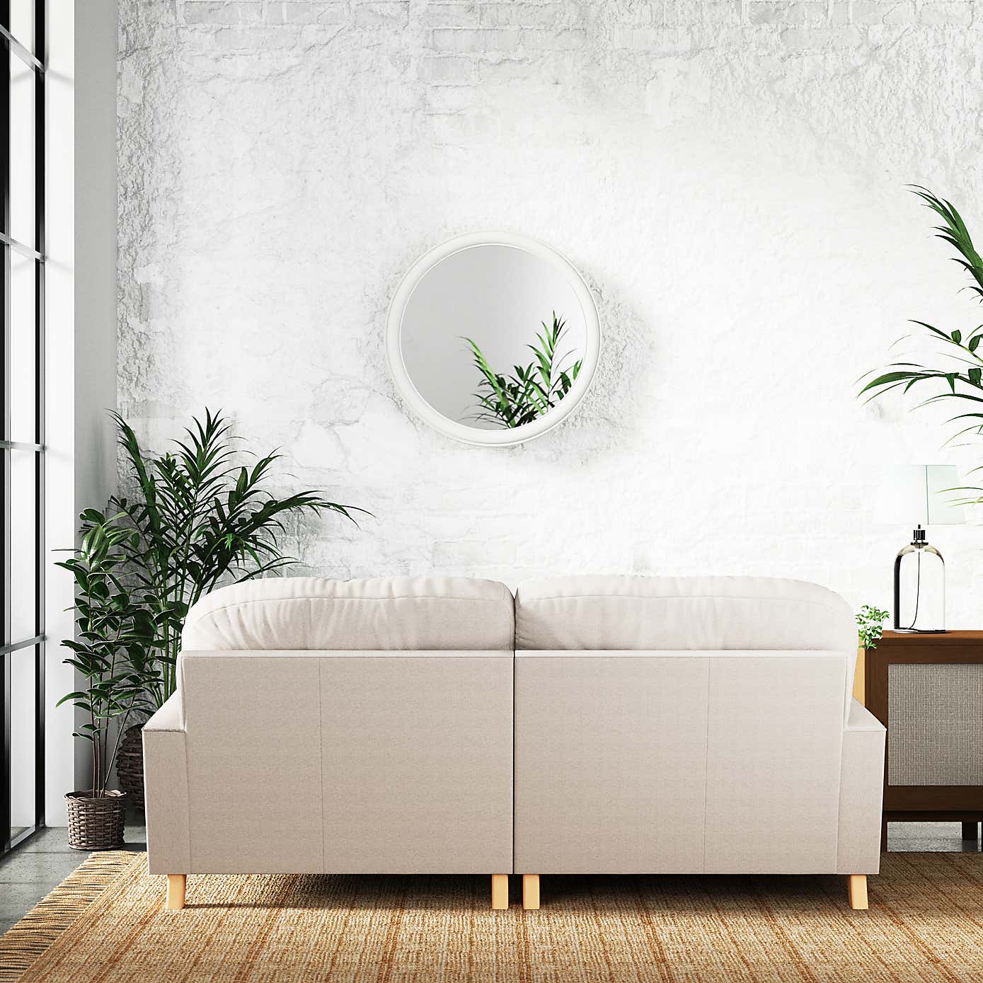 Martha Slub Faux Linen Corner Chaise Sofa