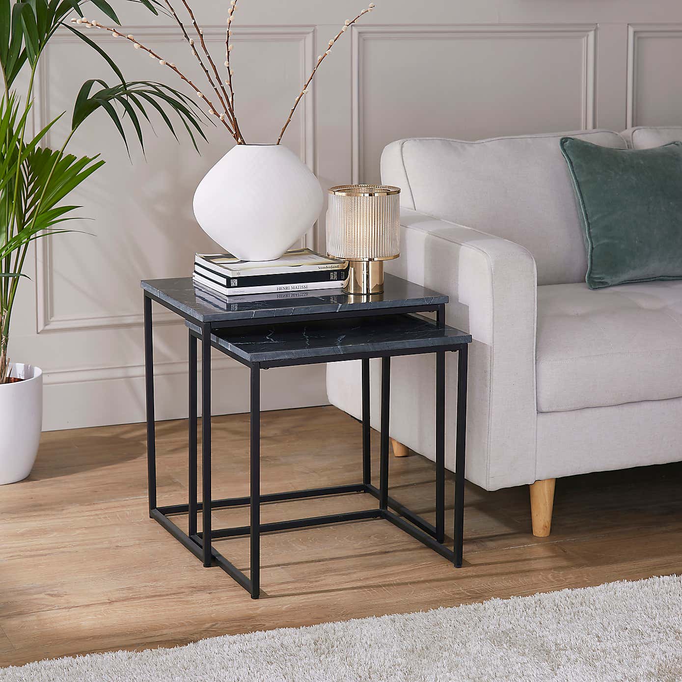 Daphne Square Nest of 2 Tables, Marble