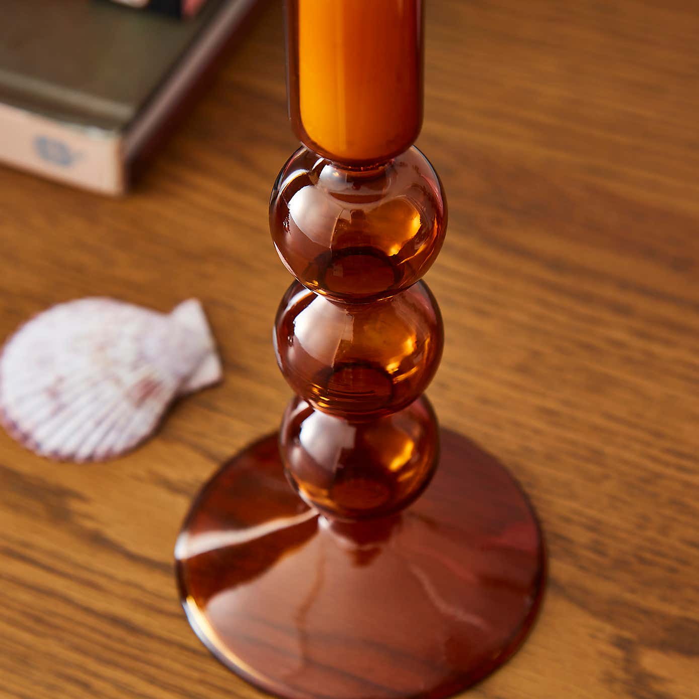 3 Ball Glass Candlestick Holder