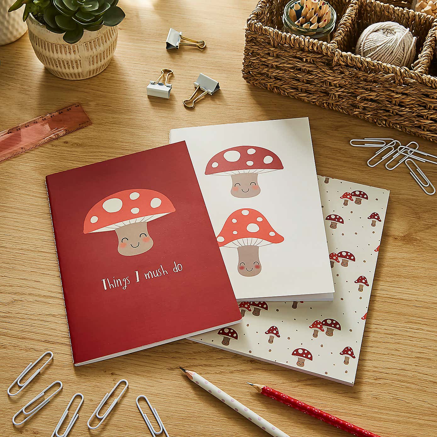Waters & Noble Set of 3 Mushroom Softcover Notebooks