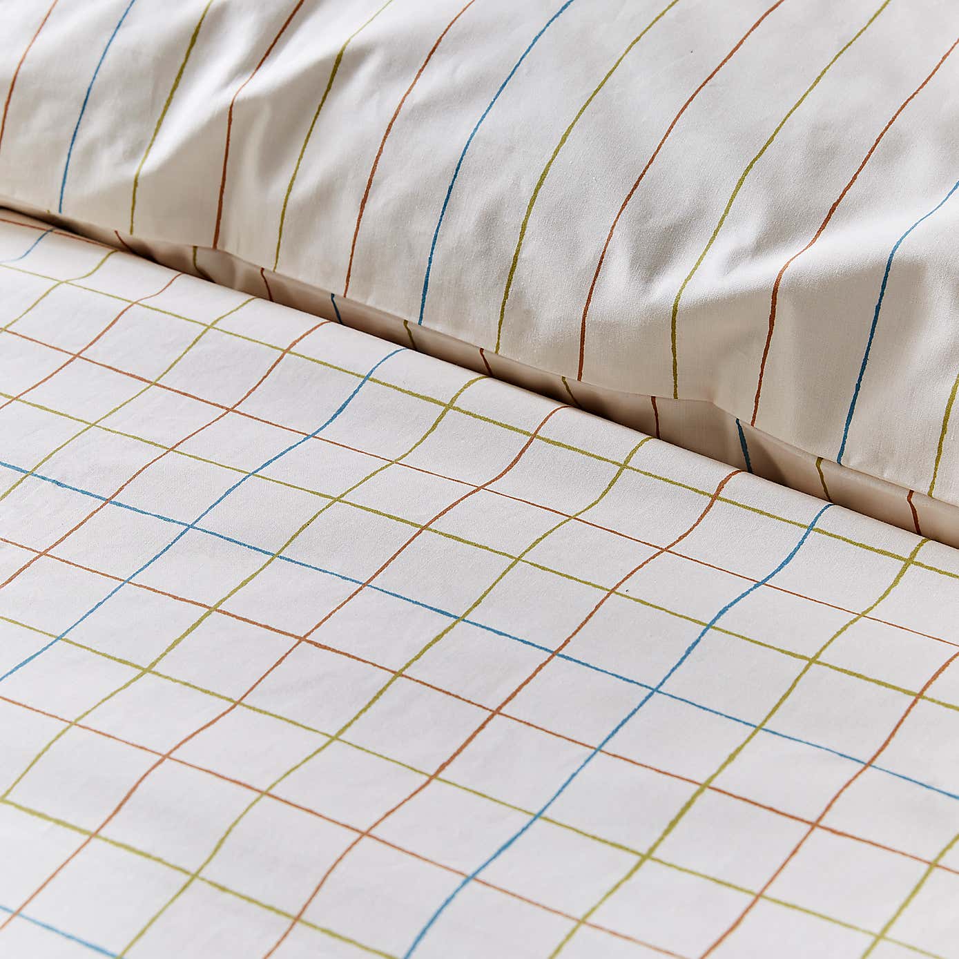 Elements Randig Natural Duvet Cover and Pillowcase Set