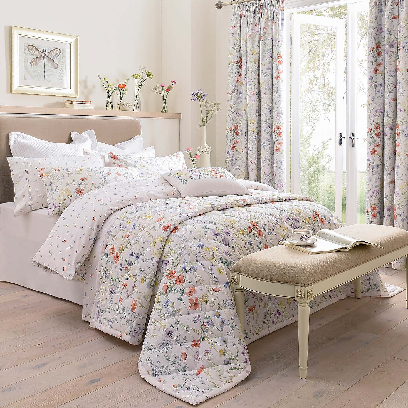 Dorma Wildflower Mauve Cotton Bedspread