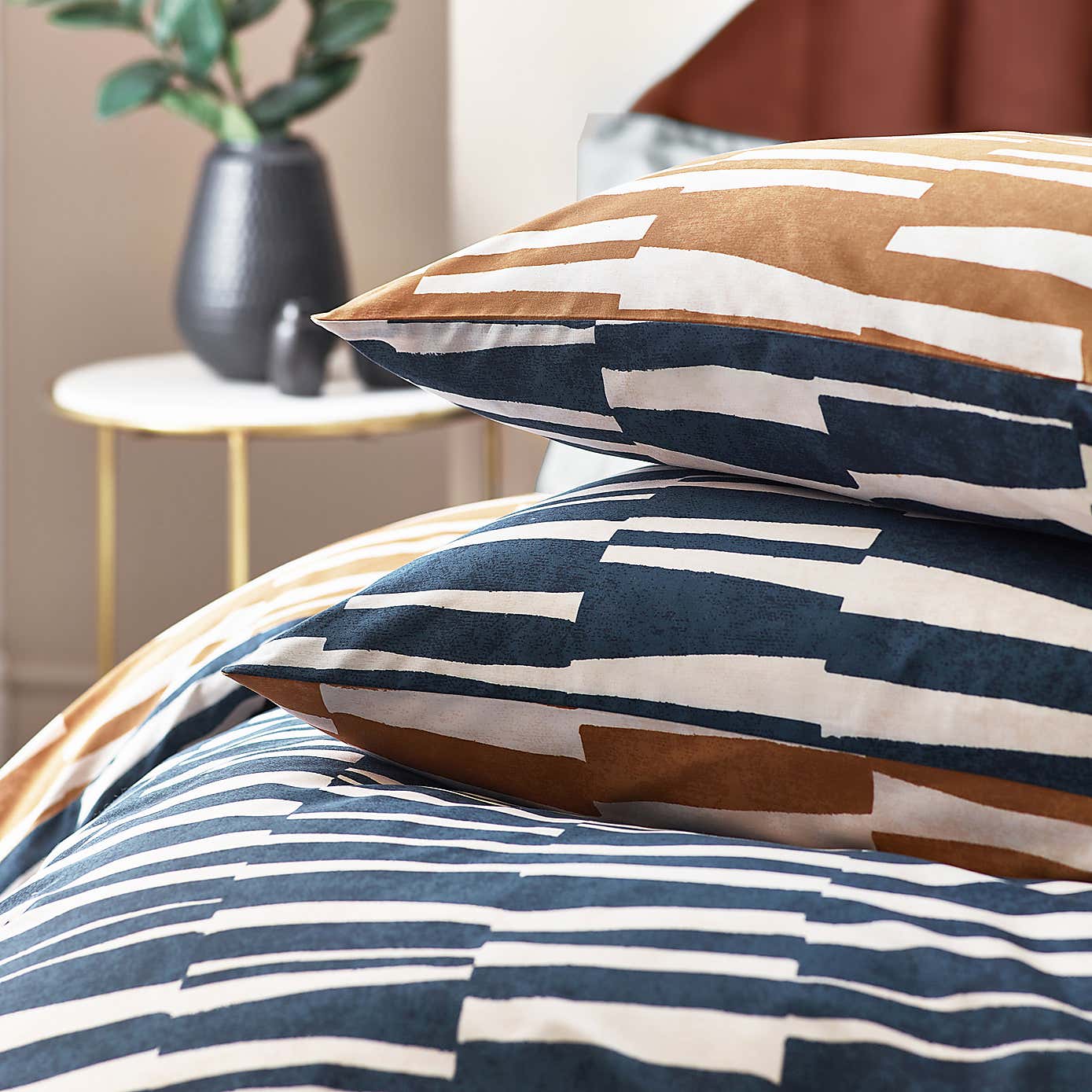 Hoem Piper Cotton Rich Dusk Duvet Cover & Pillowcase Set