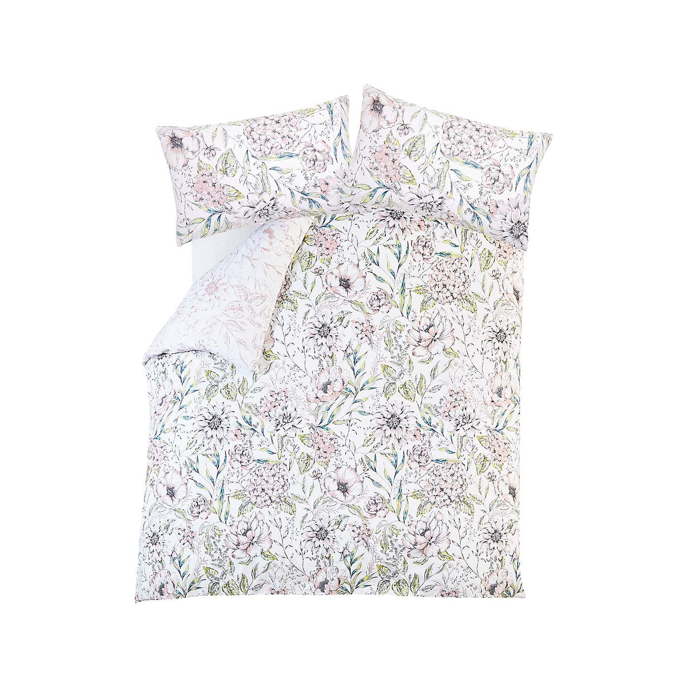 Holly Willoughby Floral Sketch 100% Cotton Duvet Cover and Pillowcase Set