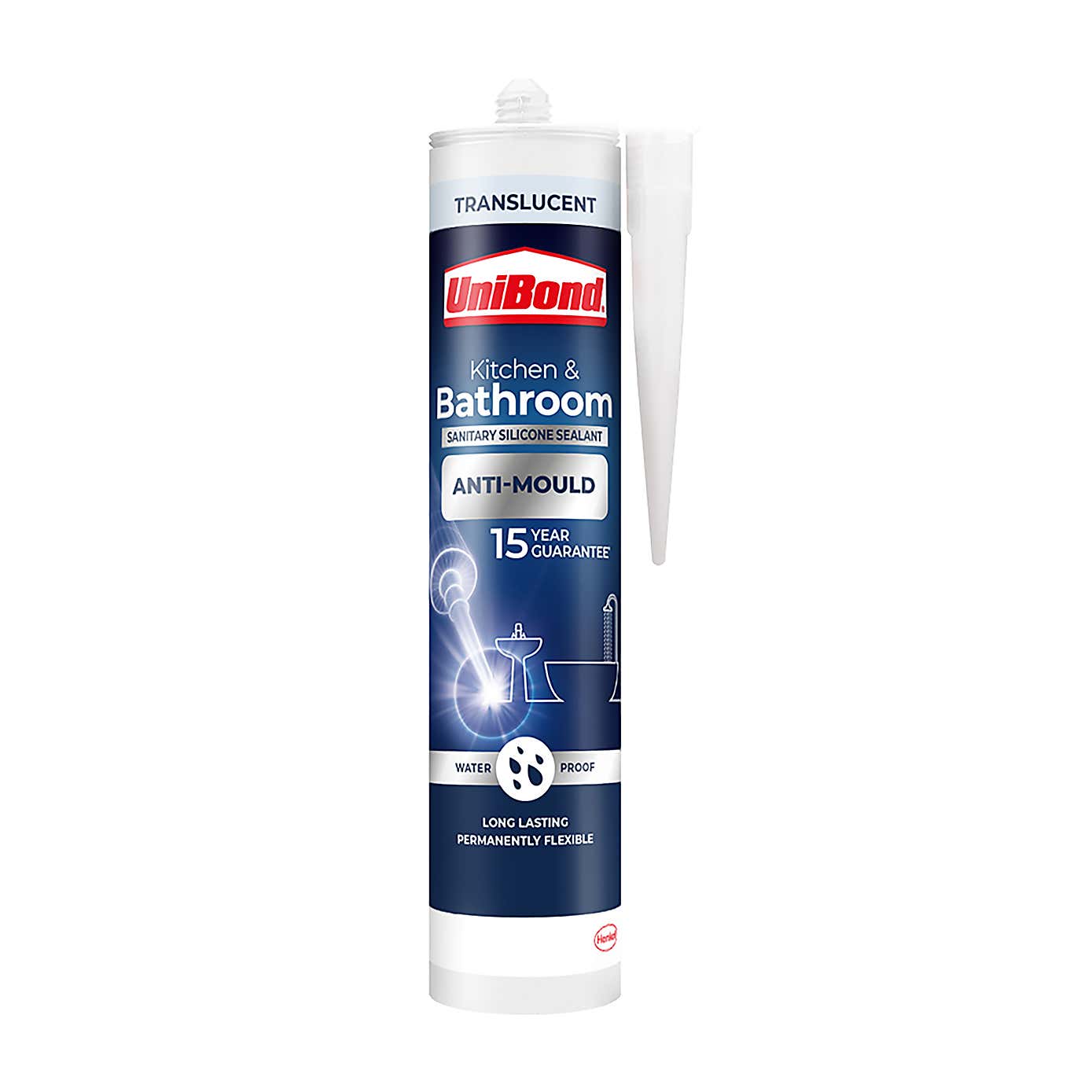UniBond Anti Mould Kitchen and Bathroom Sealant - Translucent Cartridge 274g