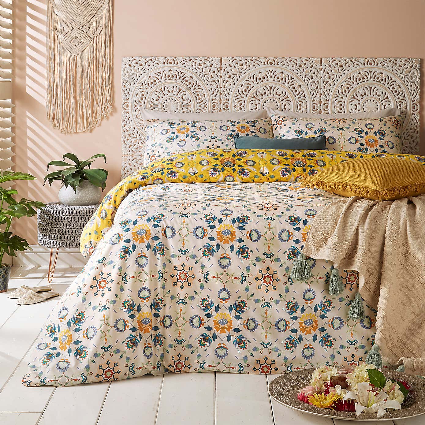 Furn. Folk Flora Reversible Duvet Cover and Pillowcase Set